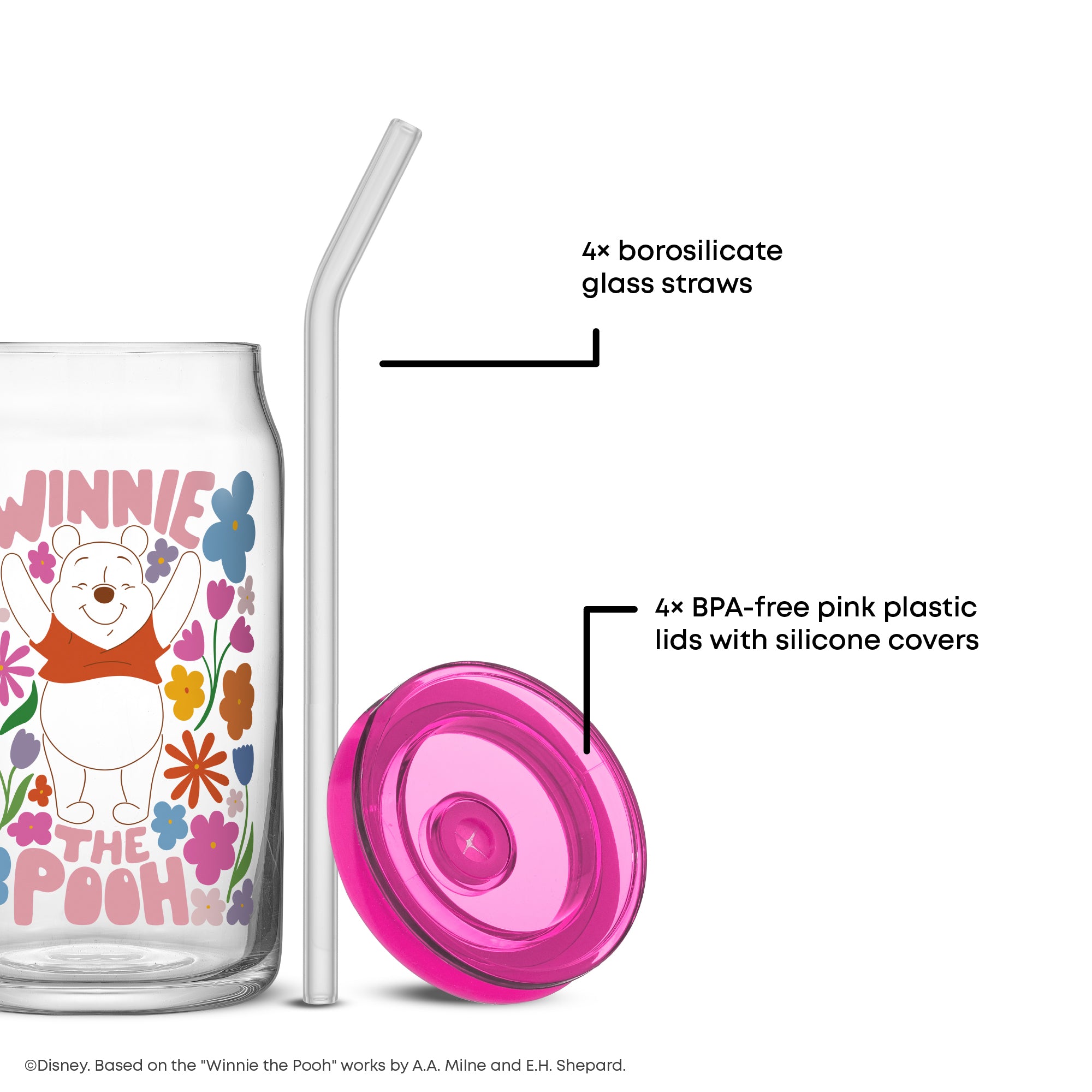 JoyJolt Winnie Flower Power verres tumbler 47 cl lot 4