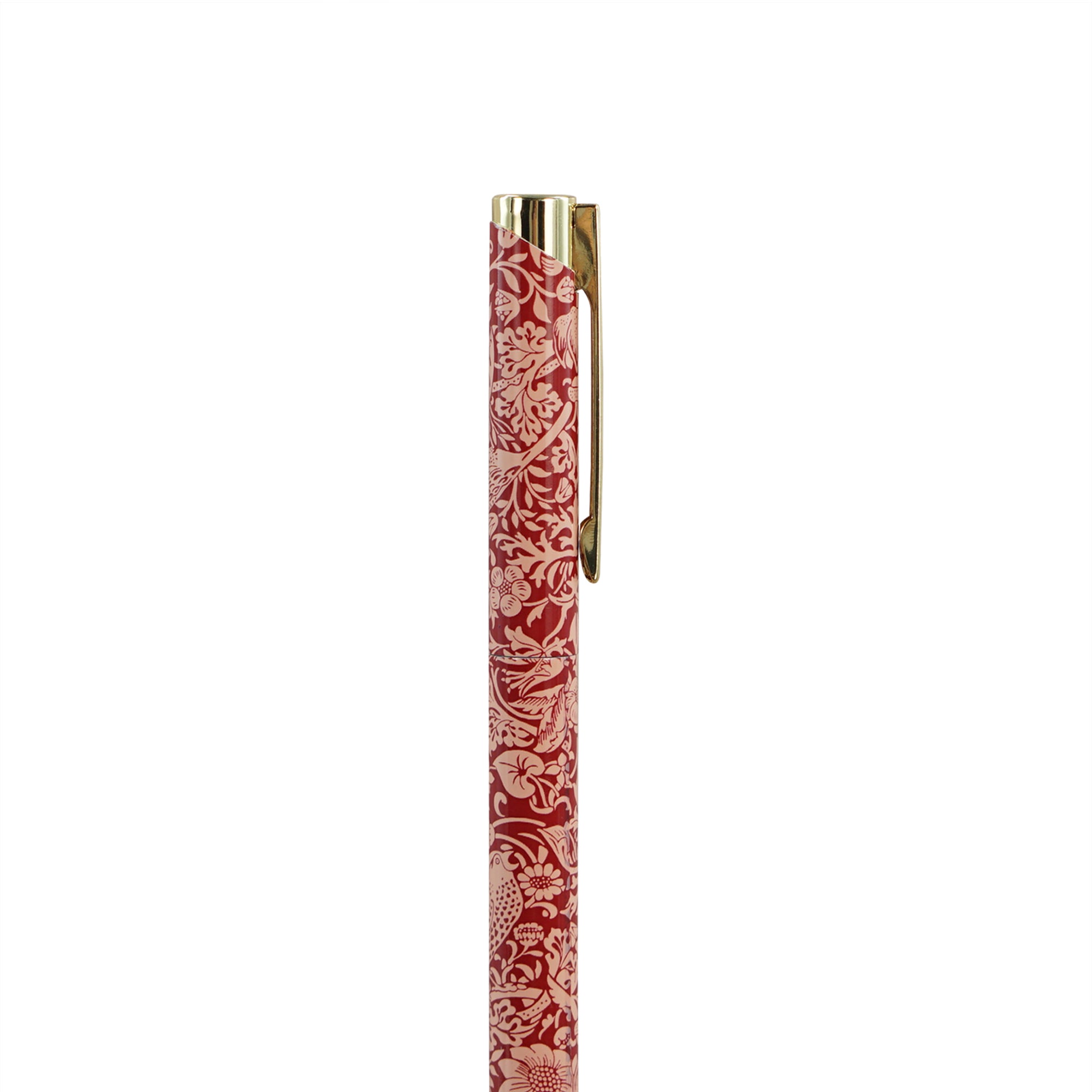 William Morris Strawberry Thief stylo métal framboise