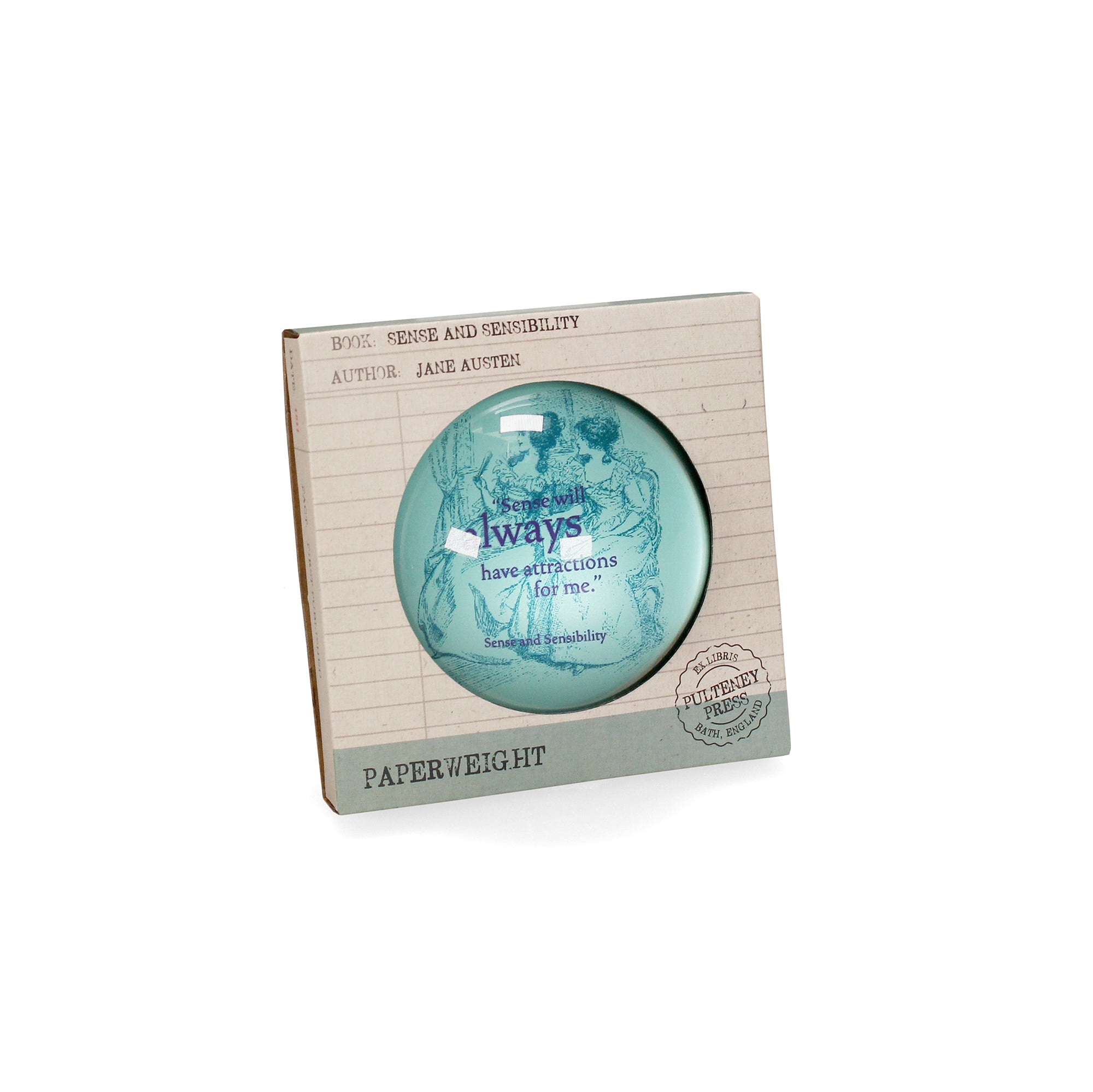 Jane Austen Sense & Sensibility presse-papiers verre 7 cm coffret