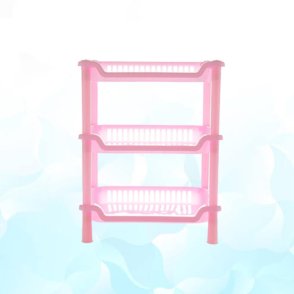 Alipis étagère rangement plastique rose 3 niveaux