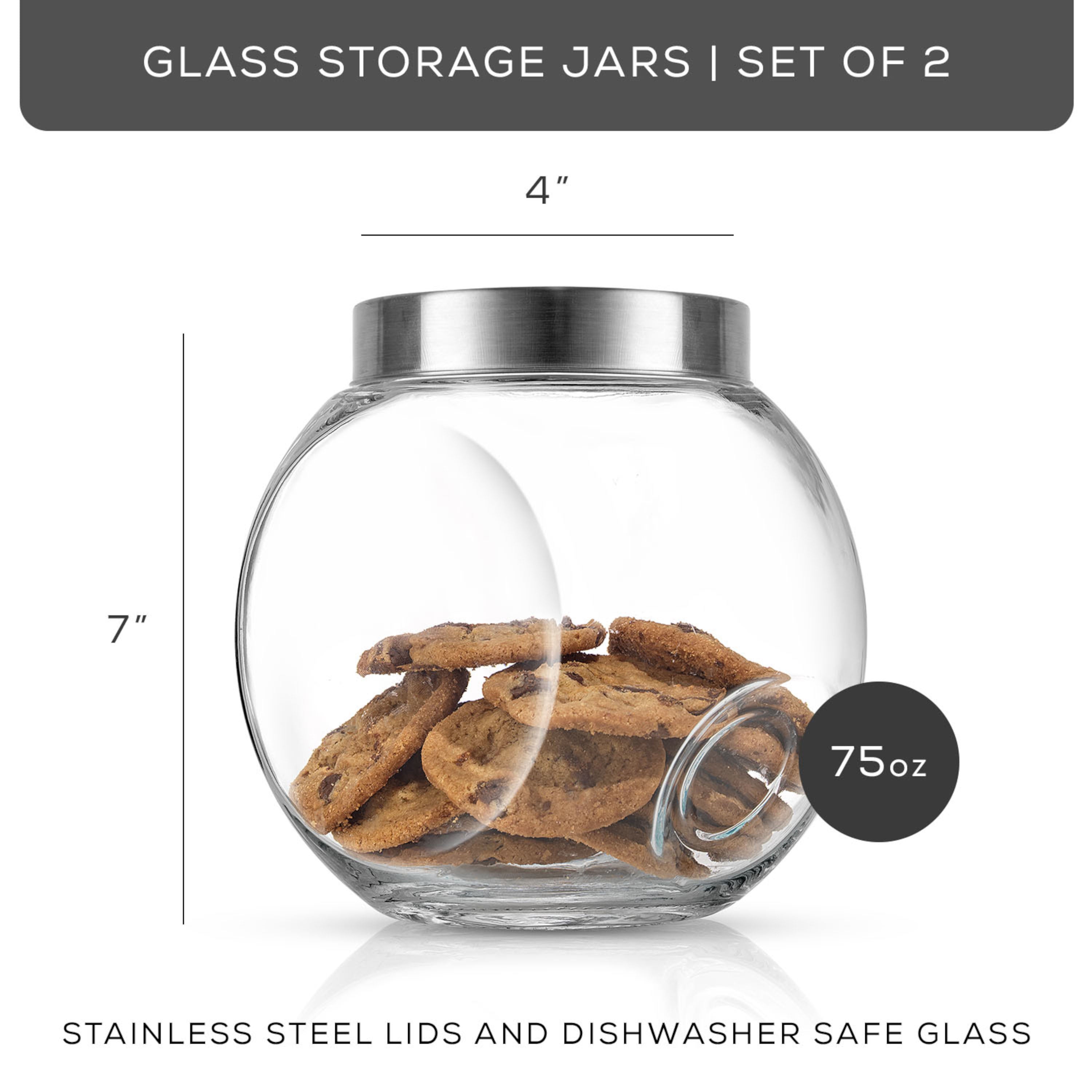 JoyJolt bocal verre hermétique couvercle métal lot de 2