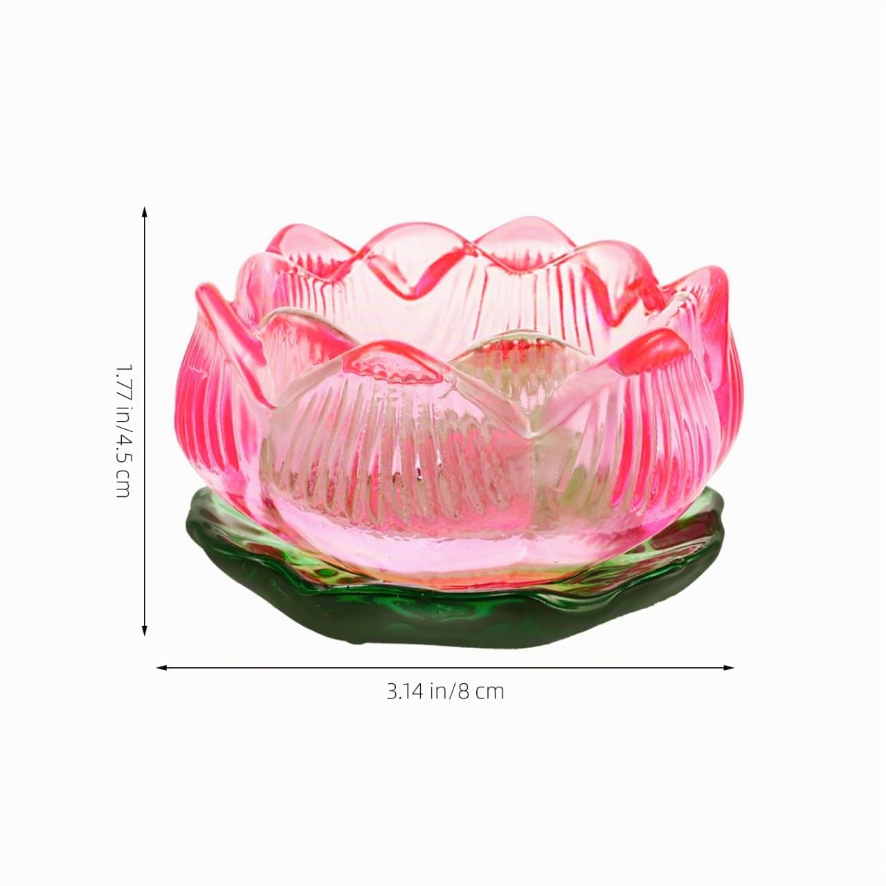 Alipis Bougeoir Lotus Verre Photophore Rose 8cm Fleur