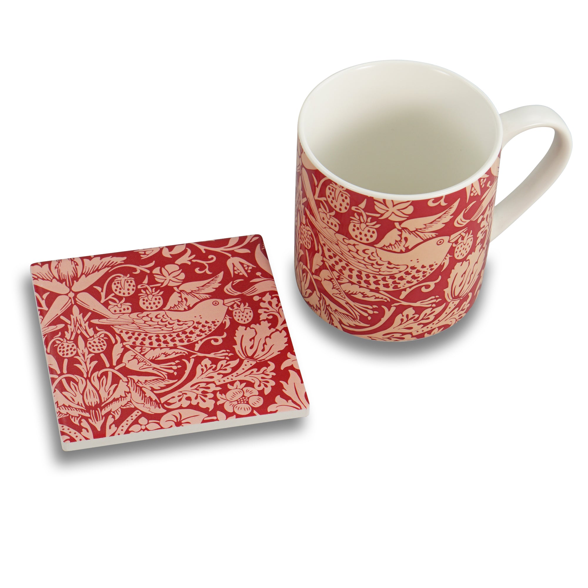 HMB William Morris Strawberry Thief dessous de verre framboise