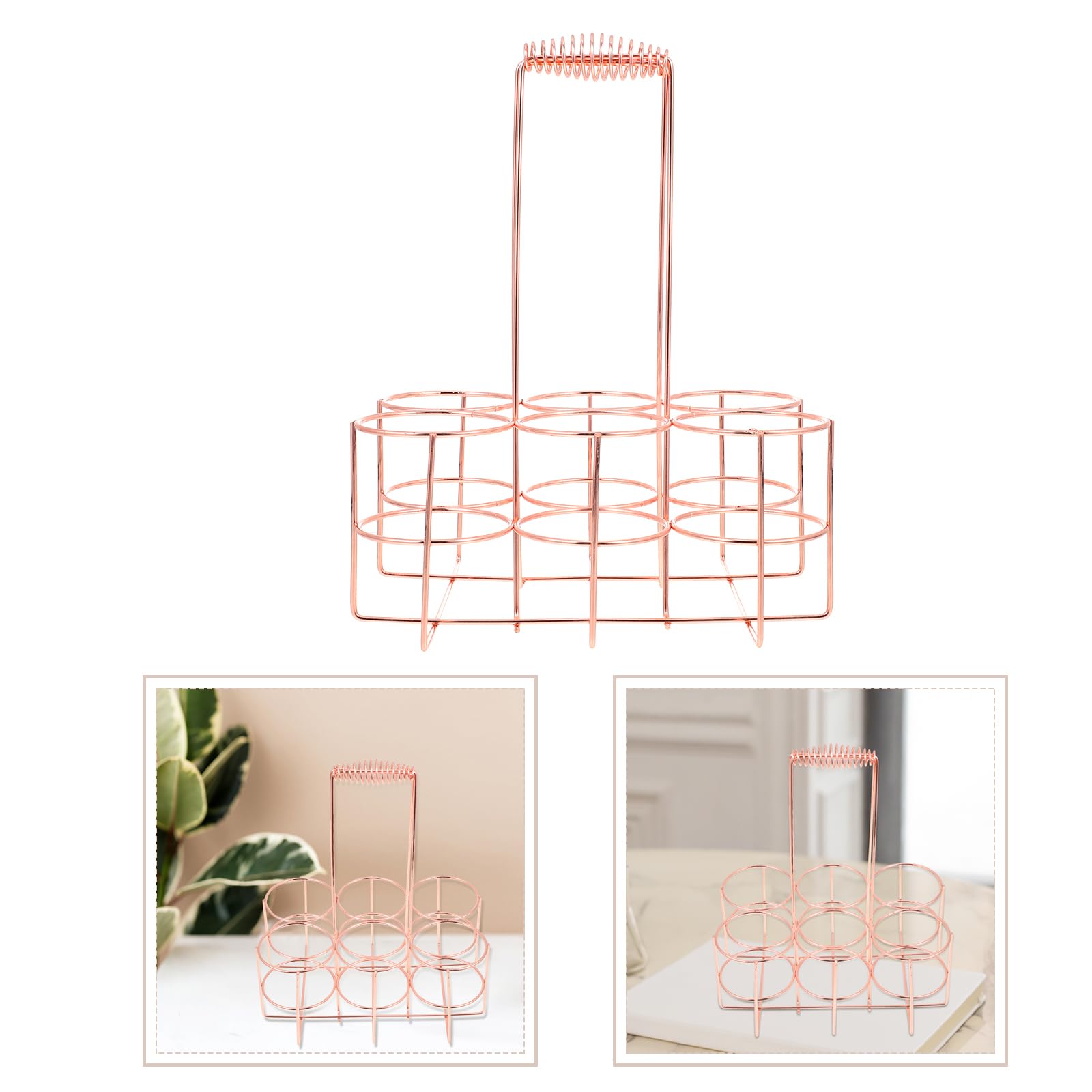 Alipis Panier porte-bouteilles métal 6 bouteilles or rose