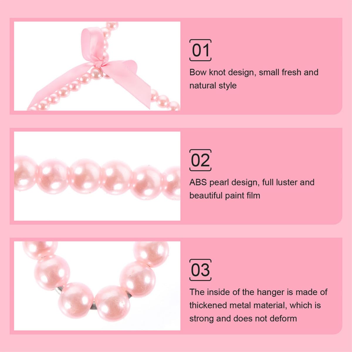 Alipis cintres bébé perles rose plastique lot 5 25 cm