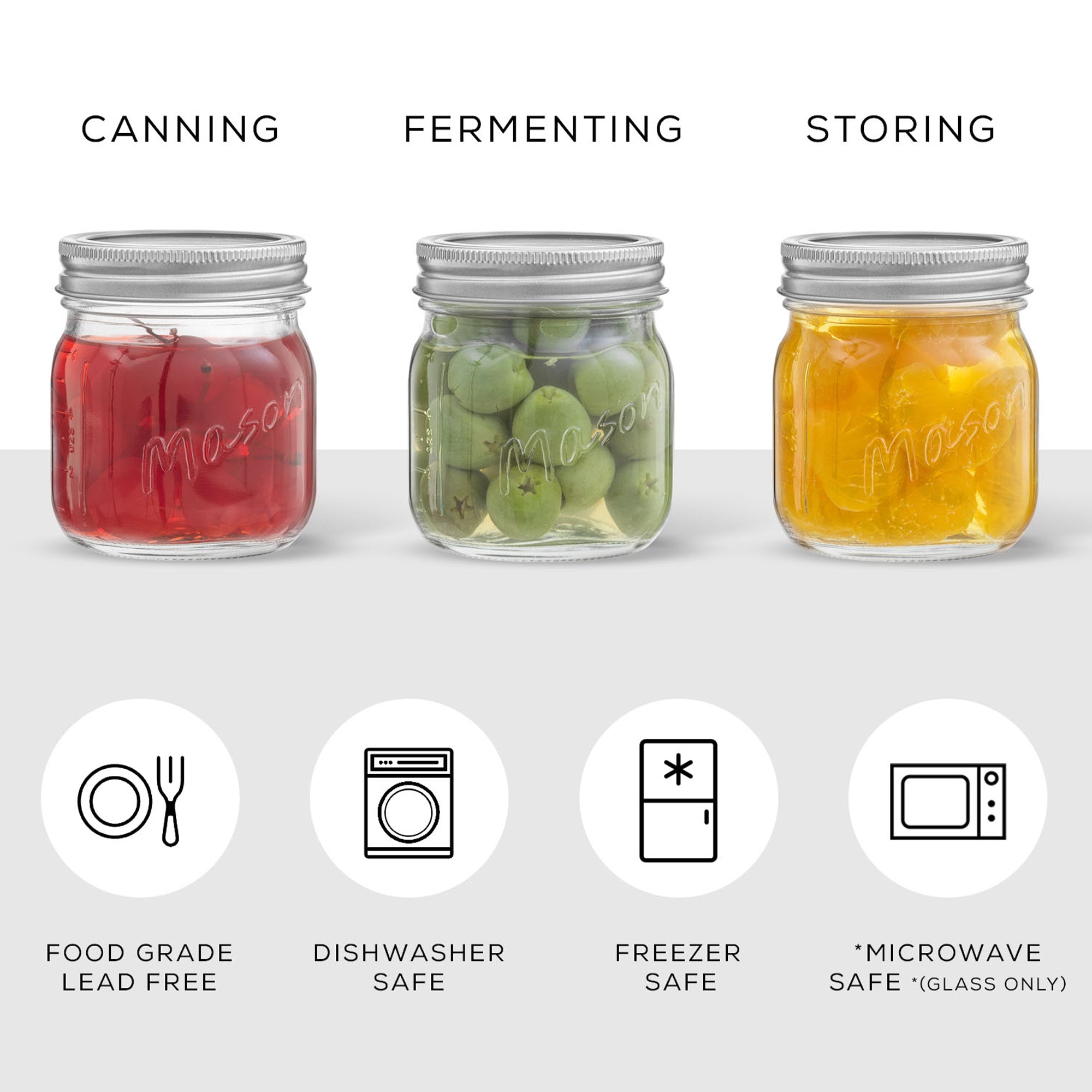 JoyJolt bocaux mason jar verre hermétique lot de 6 gradué