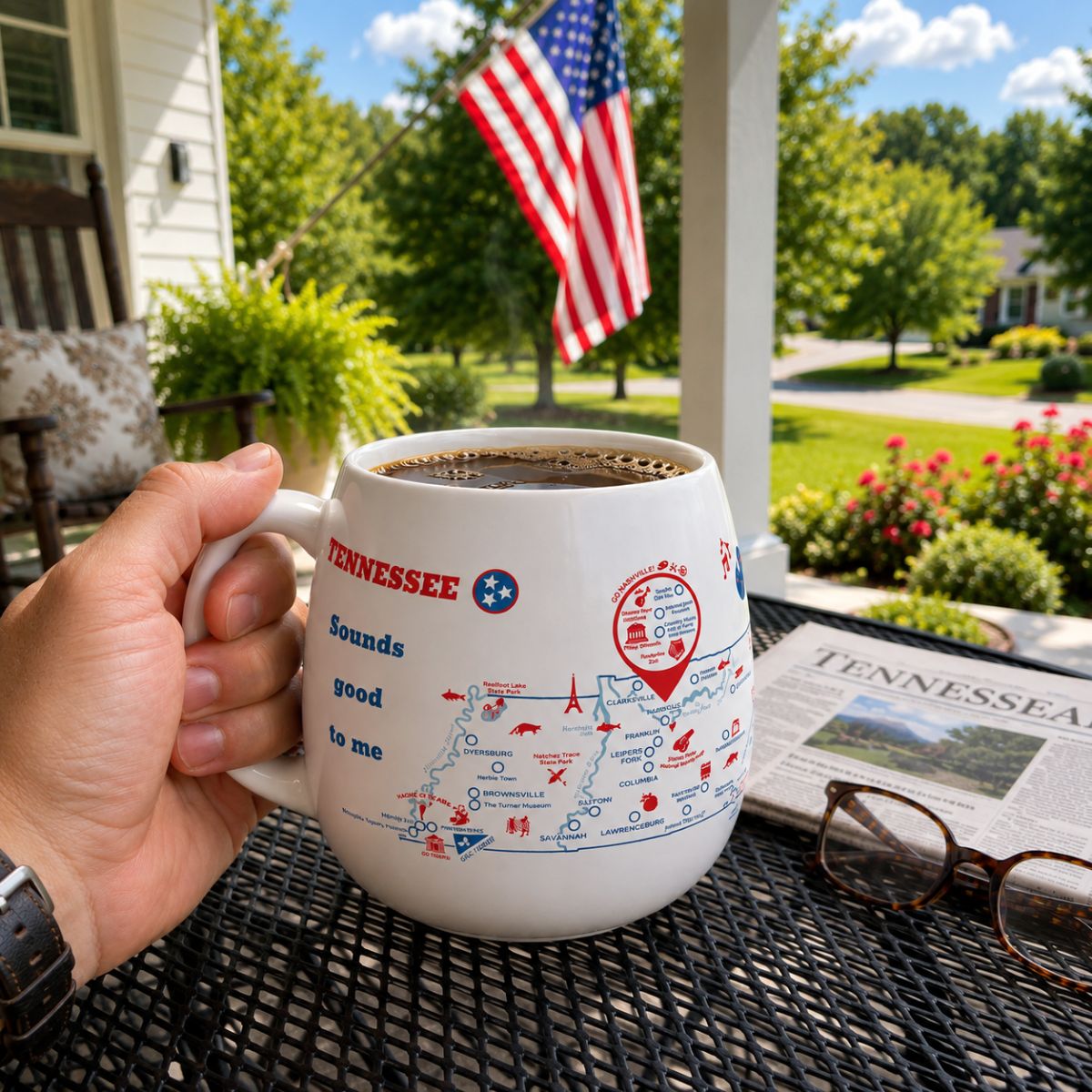Trouvaille Global Tennessee Map mug voyage à colorier