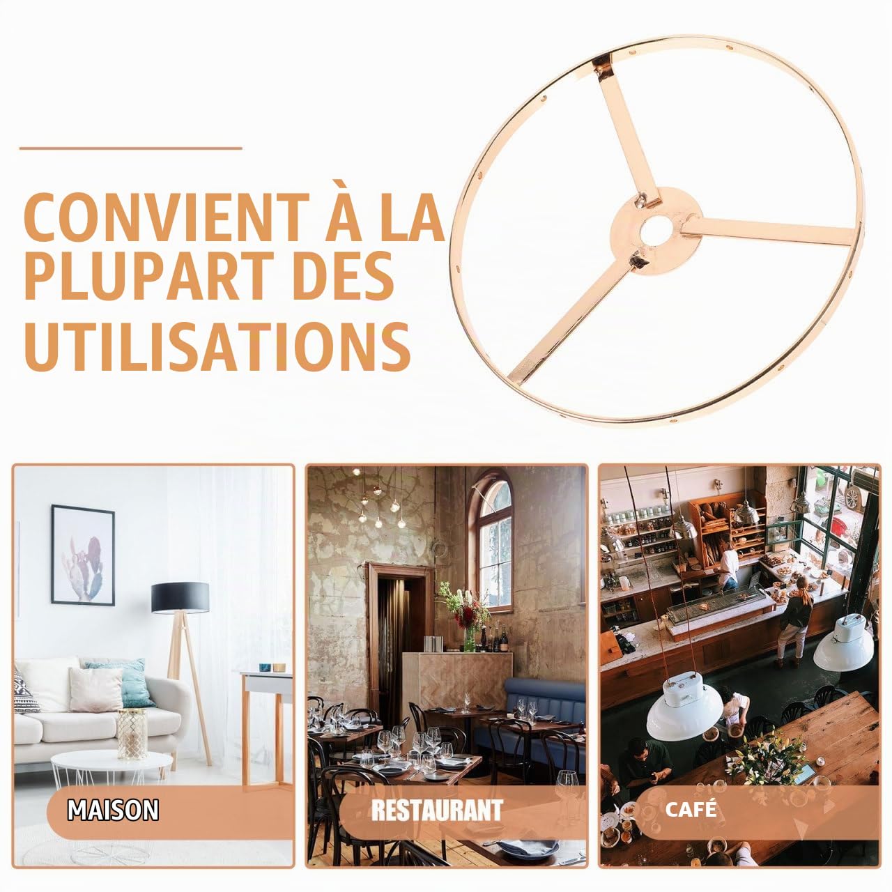 Alipis Anneau Support Abat-Jour Fer E27 13 cm