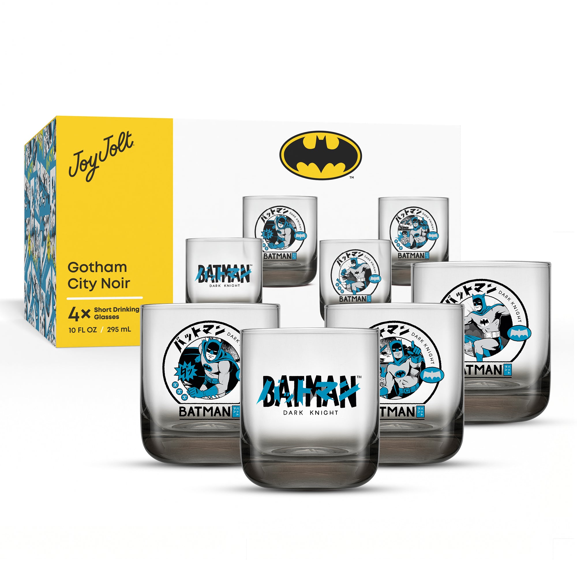 JoyJolt Batman Gotham City Noir verres courts 30 cl lot 4
