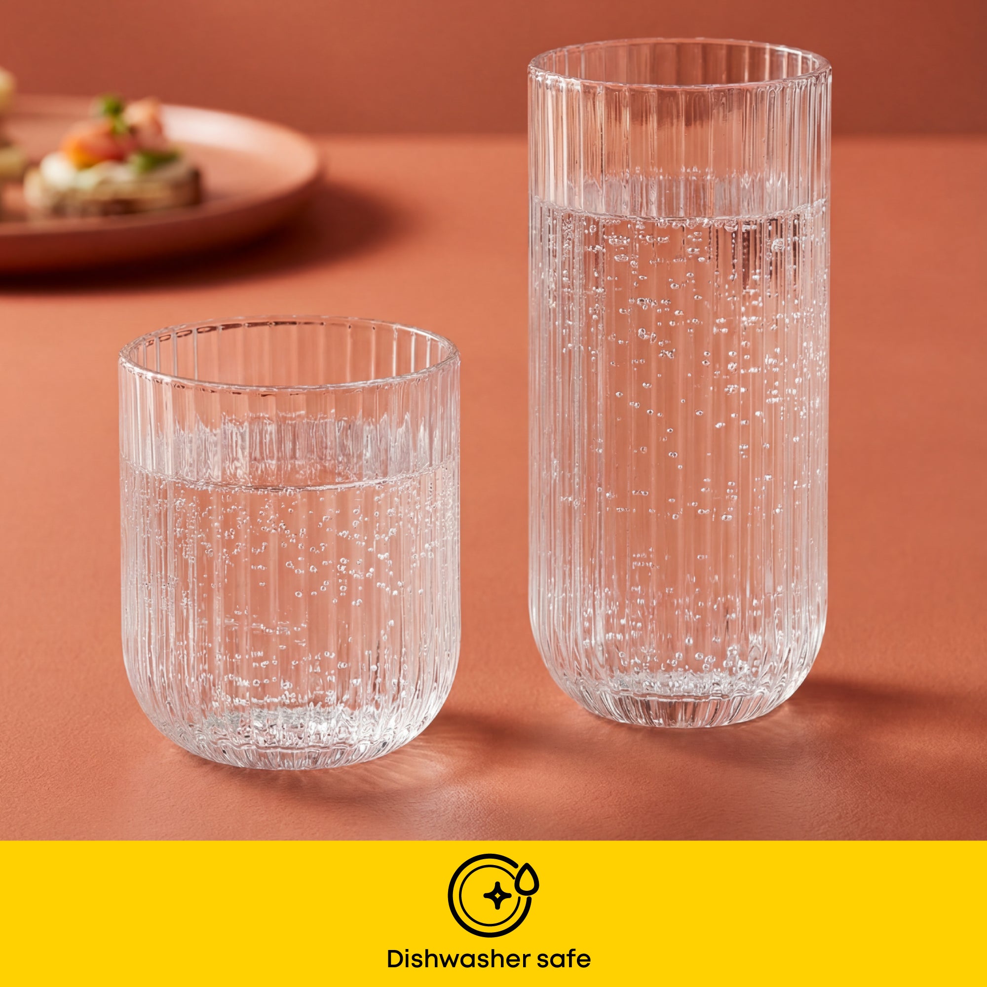 JoyJolt Lotus verres striés lot de 8 cannelés