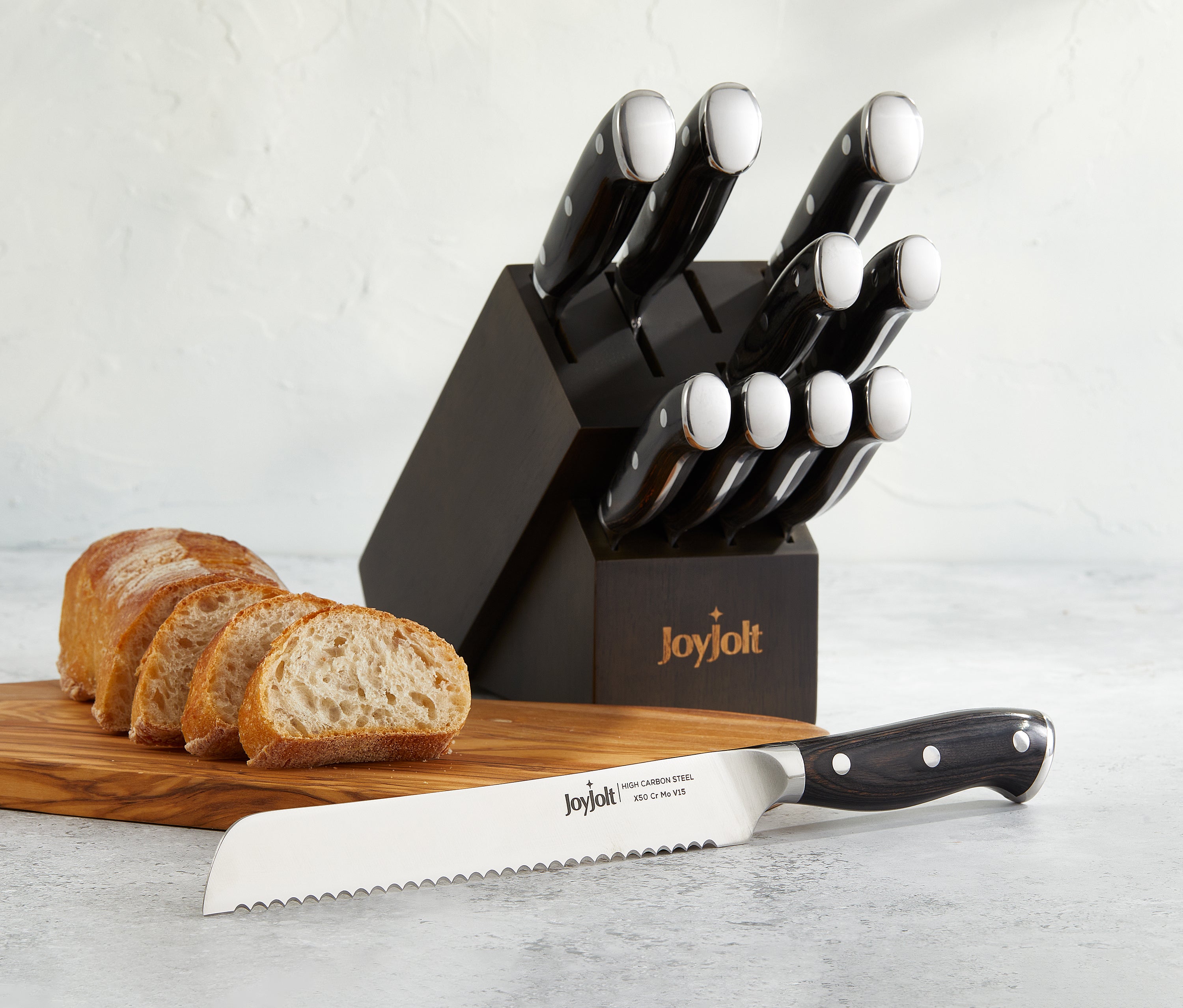 JoyJolt bloc 11 couteaux cuisine acier carbone