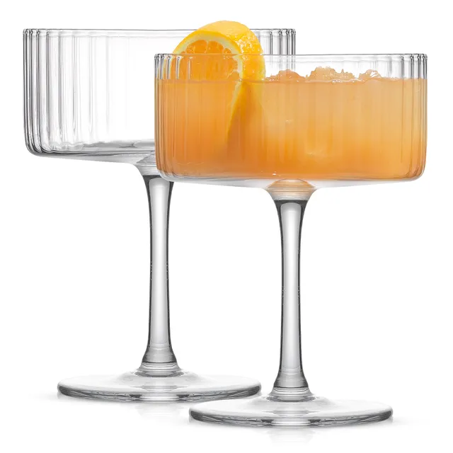 JoyJolt Elle Fluted Coupe verres martini lot 2 30 cl cannelés