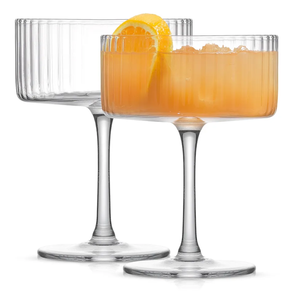 JoyJolt Elle Fluted Coupe verres martini lot 2 30 cl cannelés
