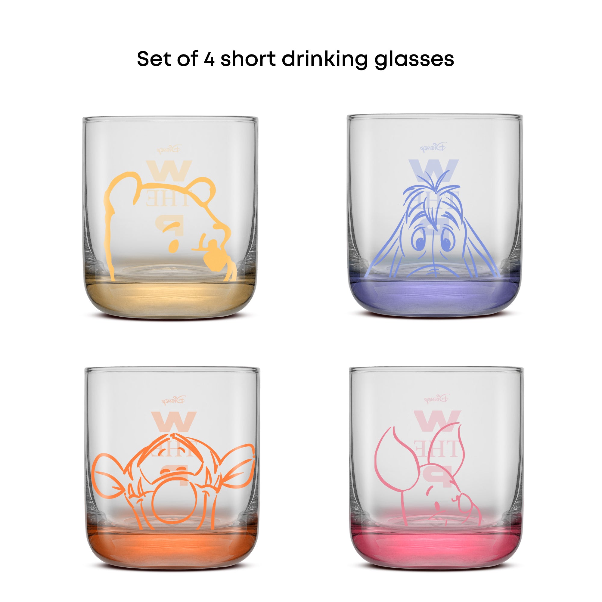 JoyJolt Winnie Peekaboo Pals verres courts lot de 4