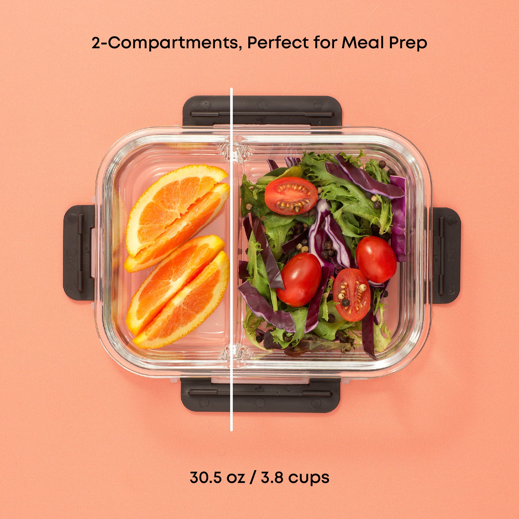 JoyJolt 2-Sectional boite verre repas lot 5 verre 90 cl 2 compartiments