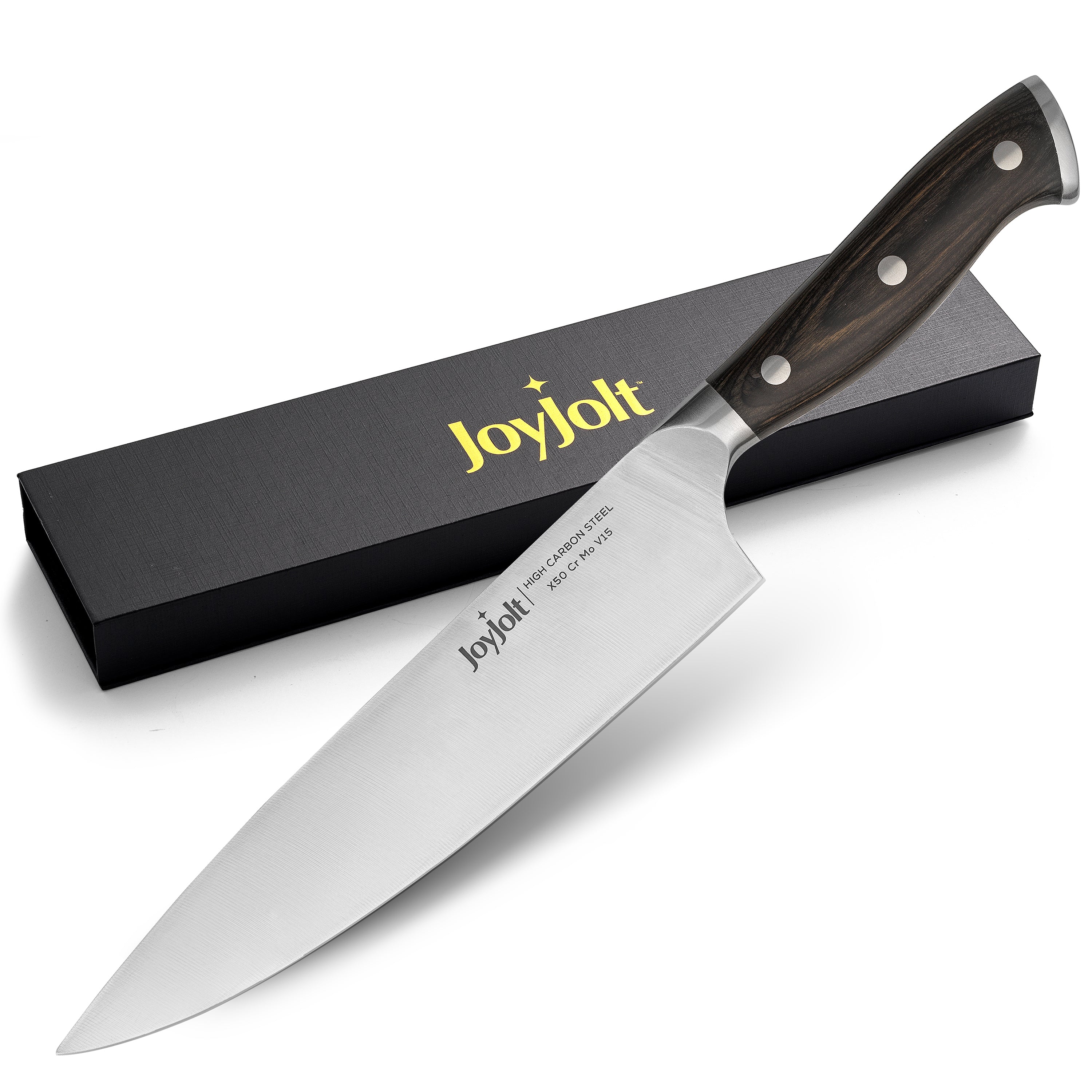 JoyJolt 8 couteau chef cuisine acier 20 cm bois
