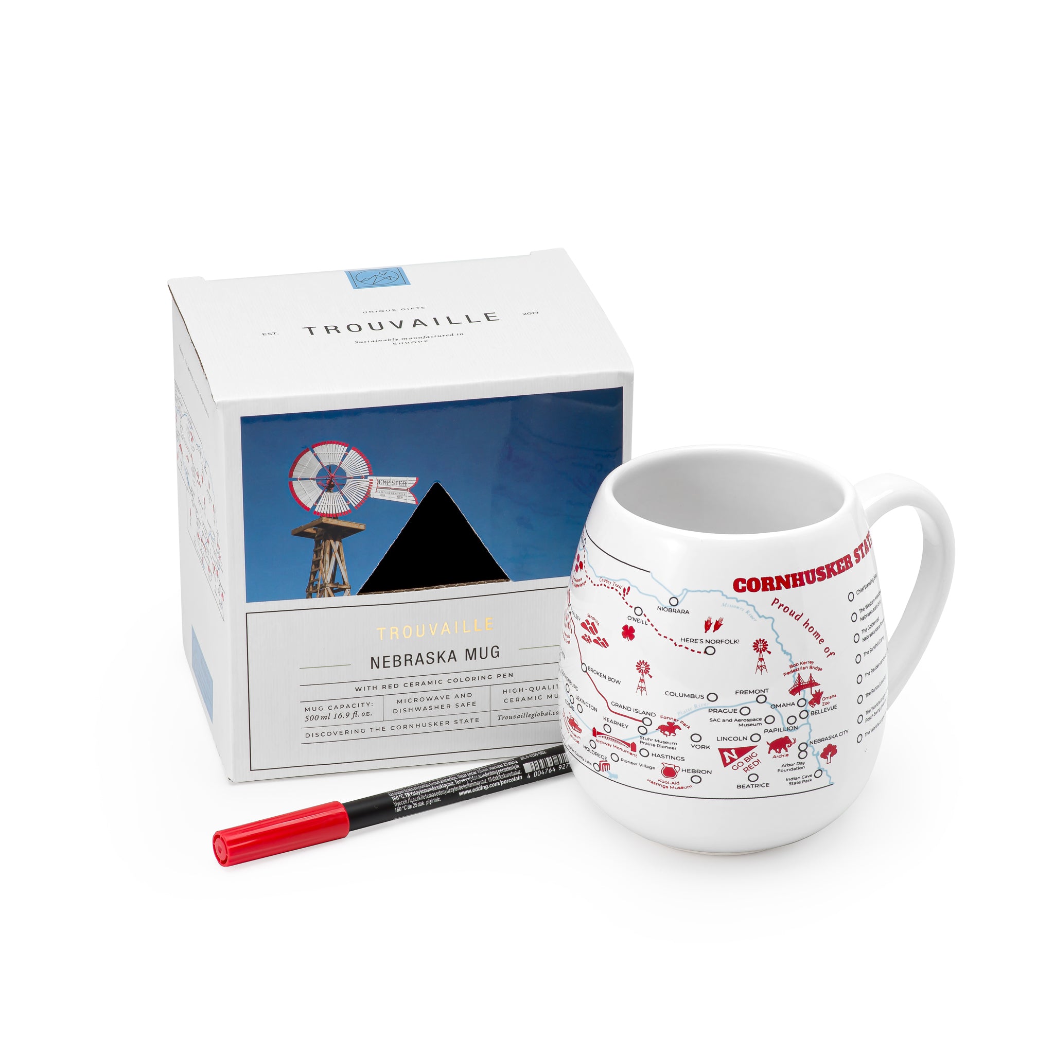 Trouvaille Global Nebraska Map mug à colorier souvenir