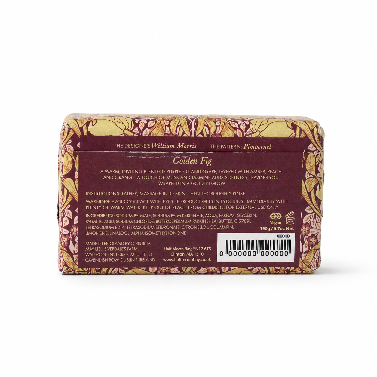 Arts Crafts Society Pimpernel savon végétal figue 190g