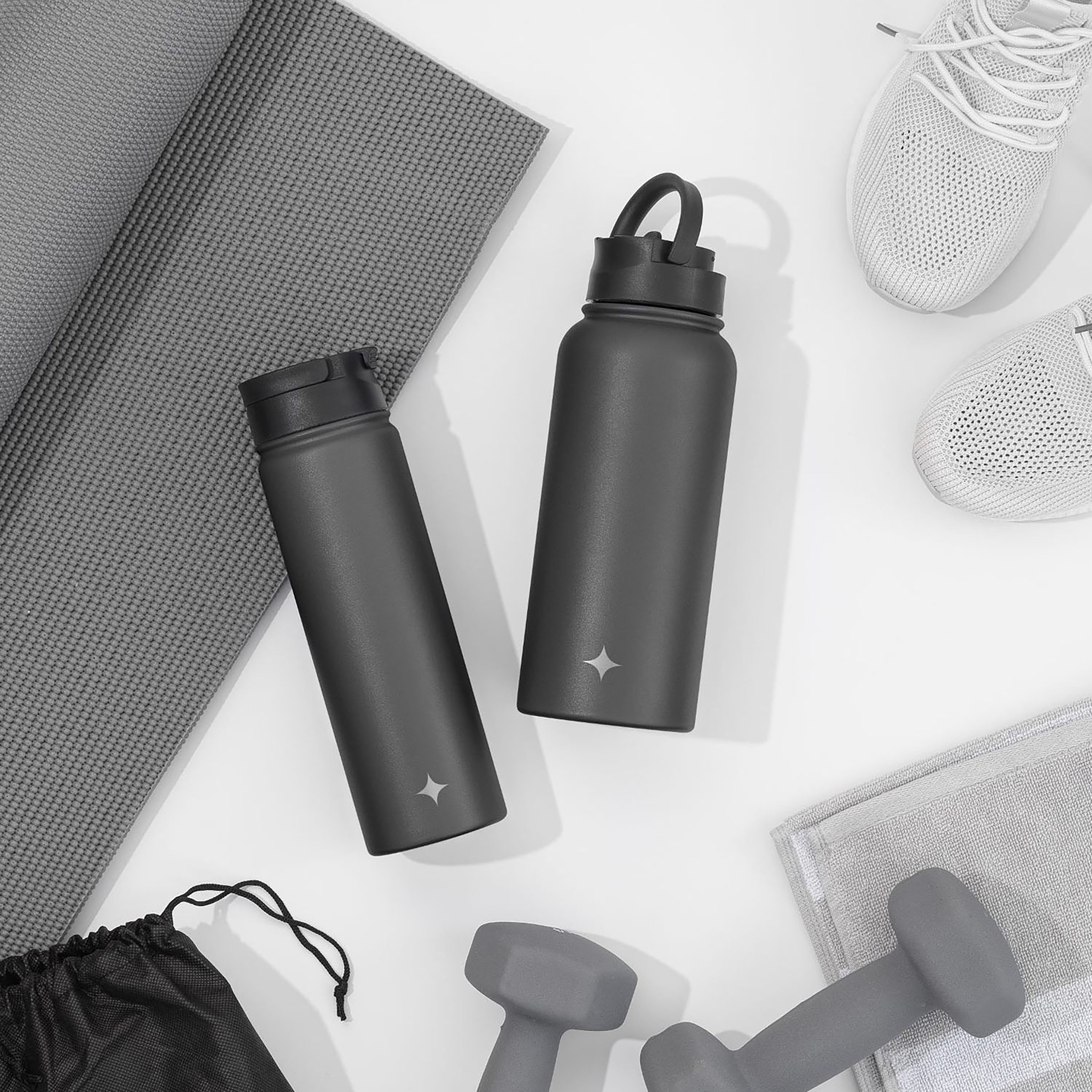 JoyJolt Vacuum Insulated gourde inox 95 cl noire 2 bouchons