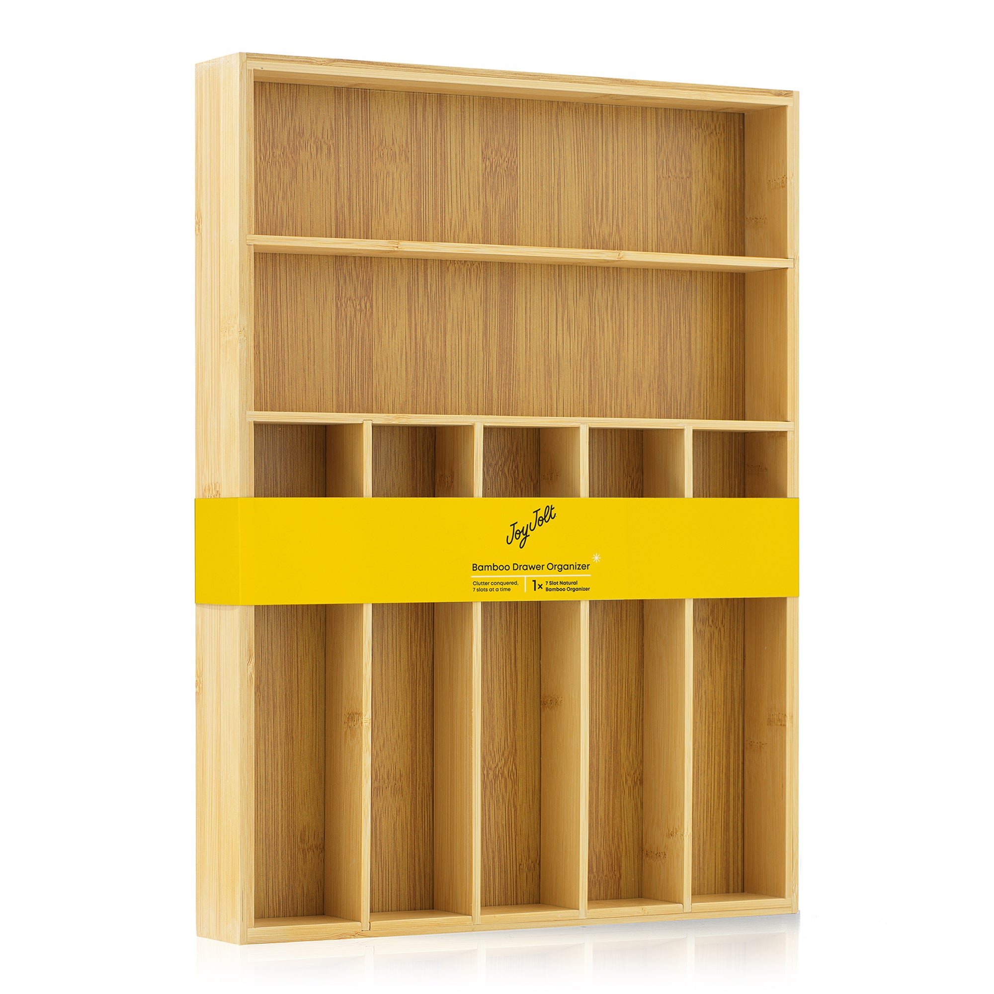JoyJolt organiseur tiroir bambou 7 compartiments naturel