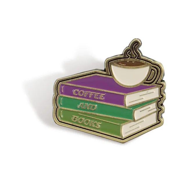 Pulteney Press Coffee and Books pin badge vert