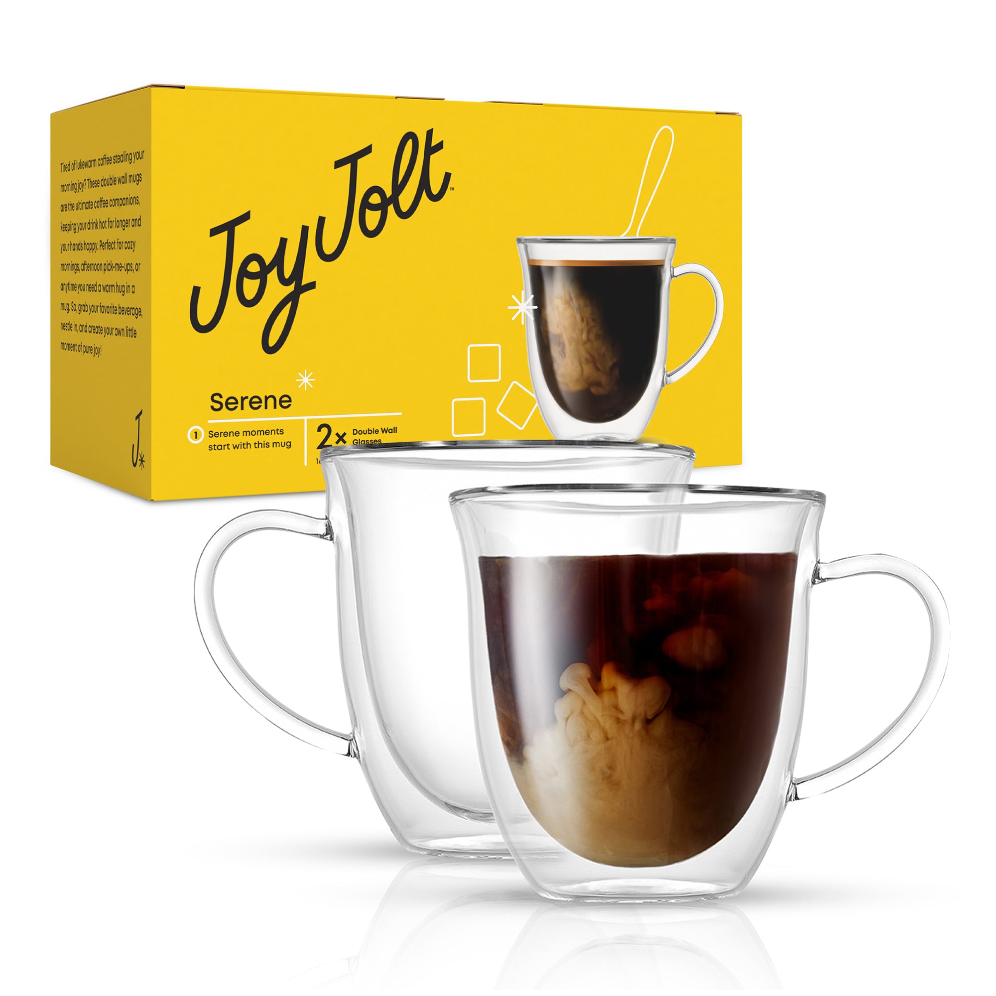 JoyJolt Serene mug verre double paroi 47 cl lot 2
