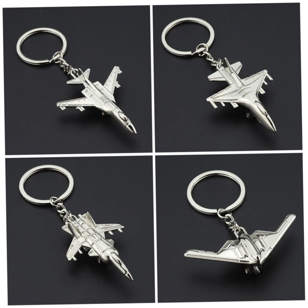 Alipis porte-clés avion alliage argenté lot 4 3D