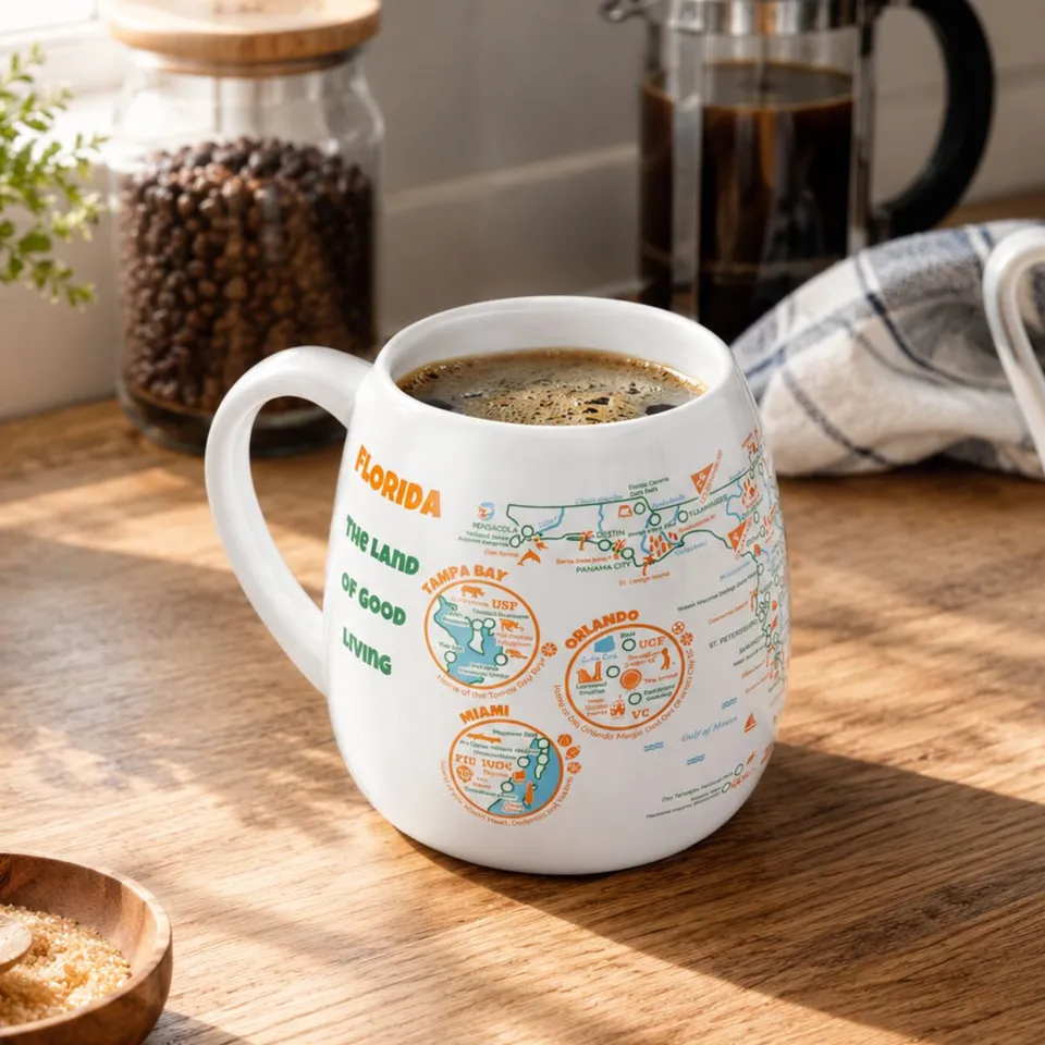 Trouvaille Global Florida Map mug voyage à colorier