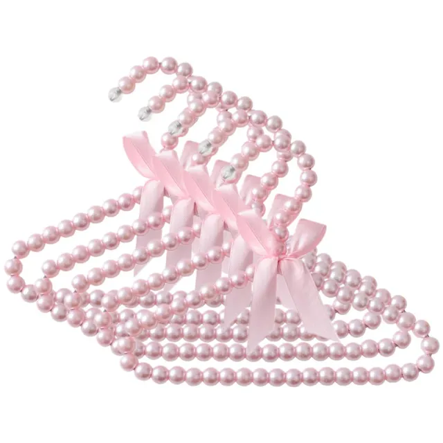 Alipis cintres bébé perles rose plastique lot 5 25 cm