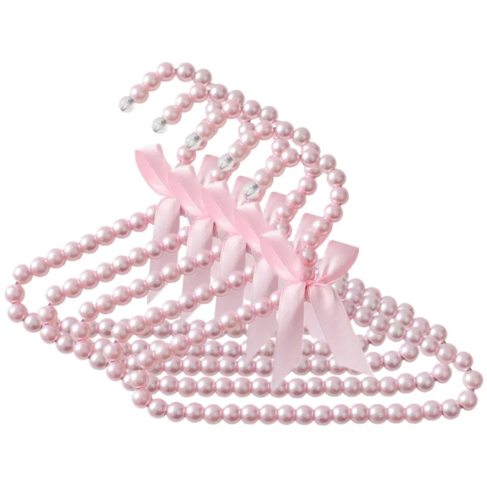 Alipis cintres bébé perles rose plastique lot 5 25 cm