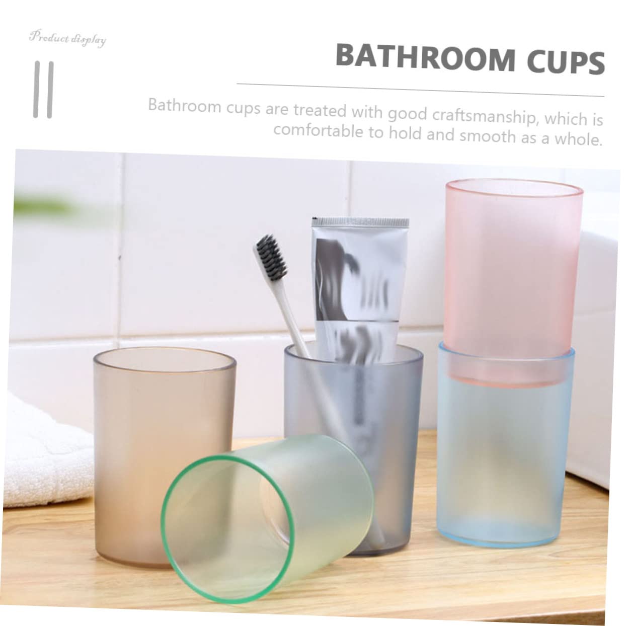 Alipis gobelets salle de bain plastique transparent lot de 5