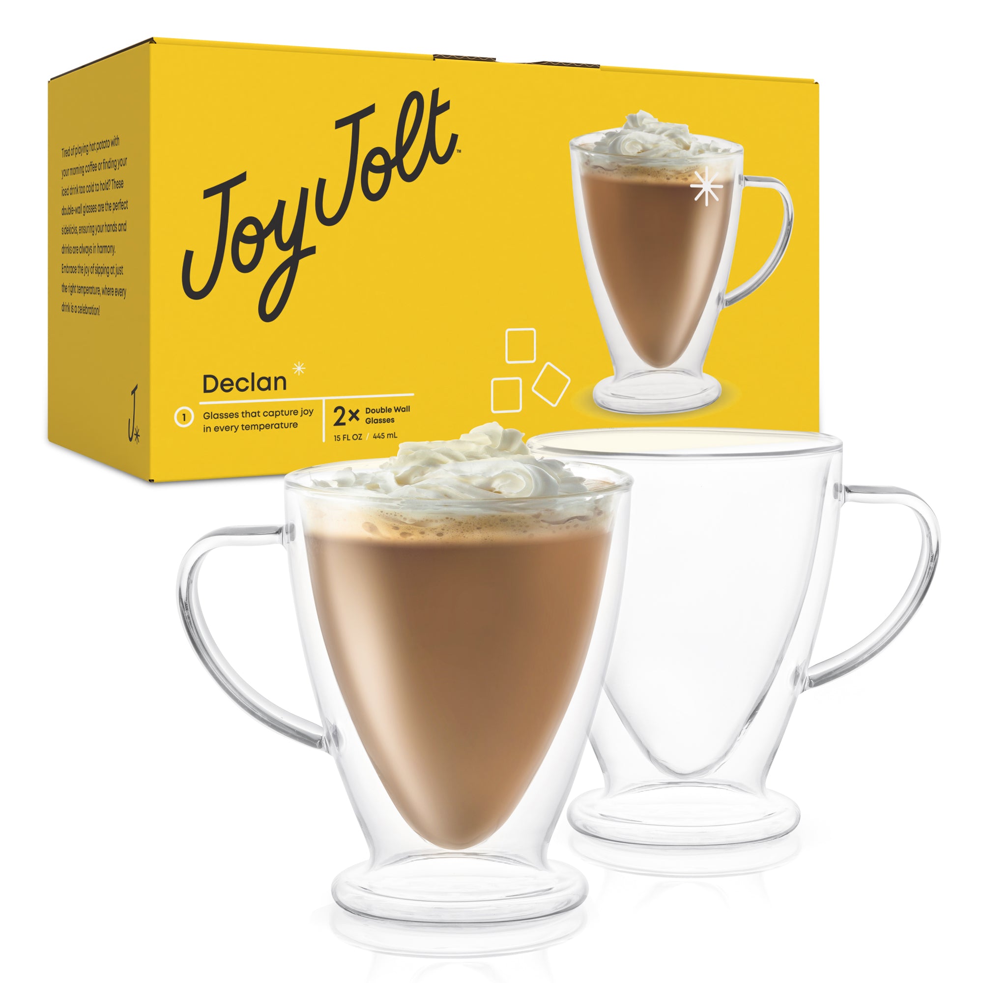 JoyJolt Declan verre double paroi 44 cl lot de 2 isolant