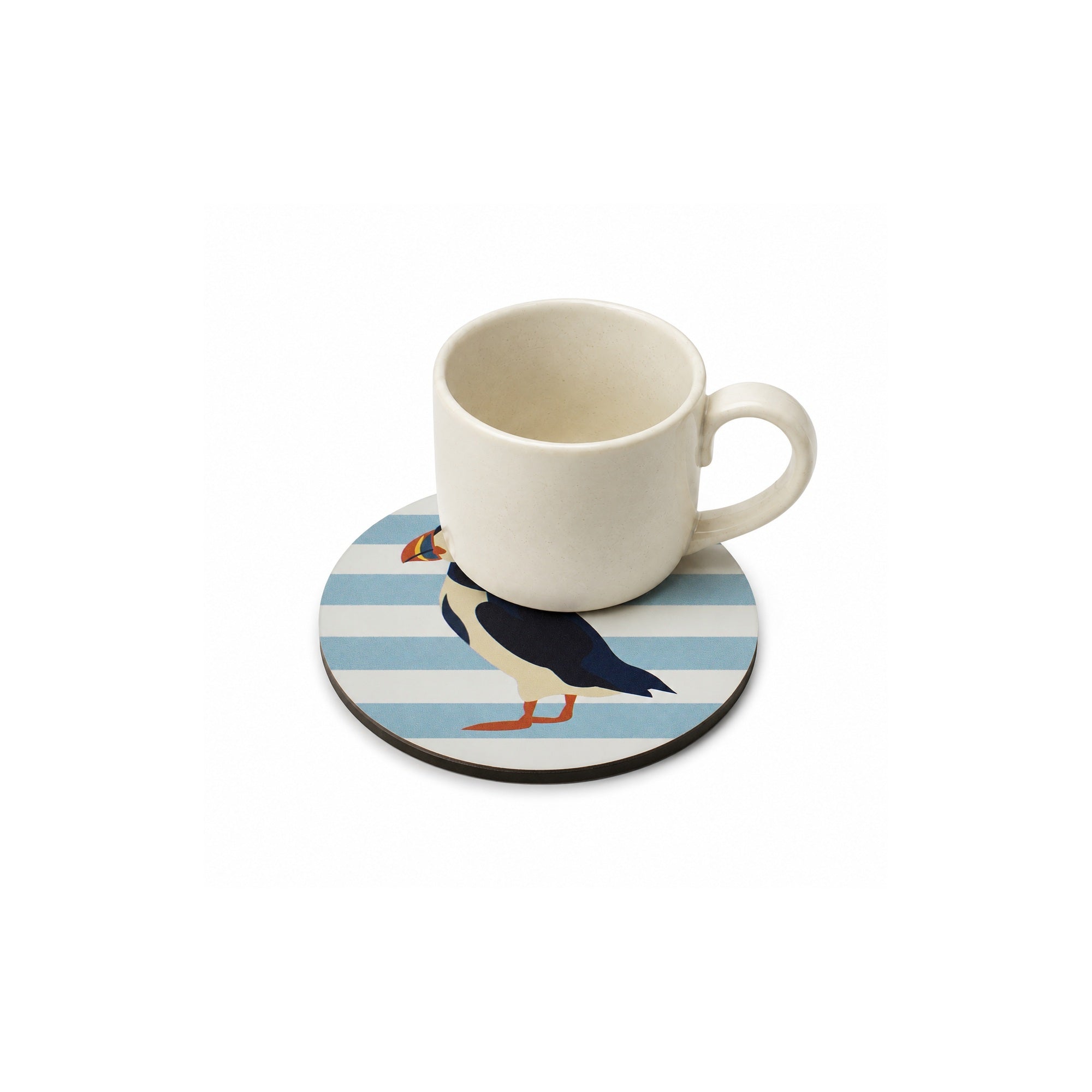 RSPB Puffin dessous de verre céramique rond bleu
