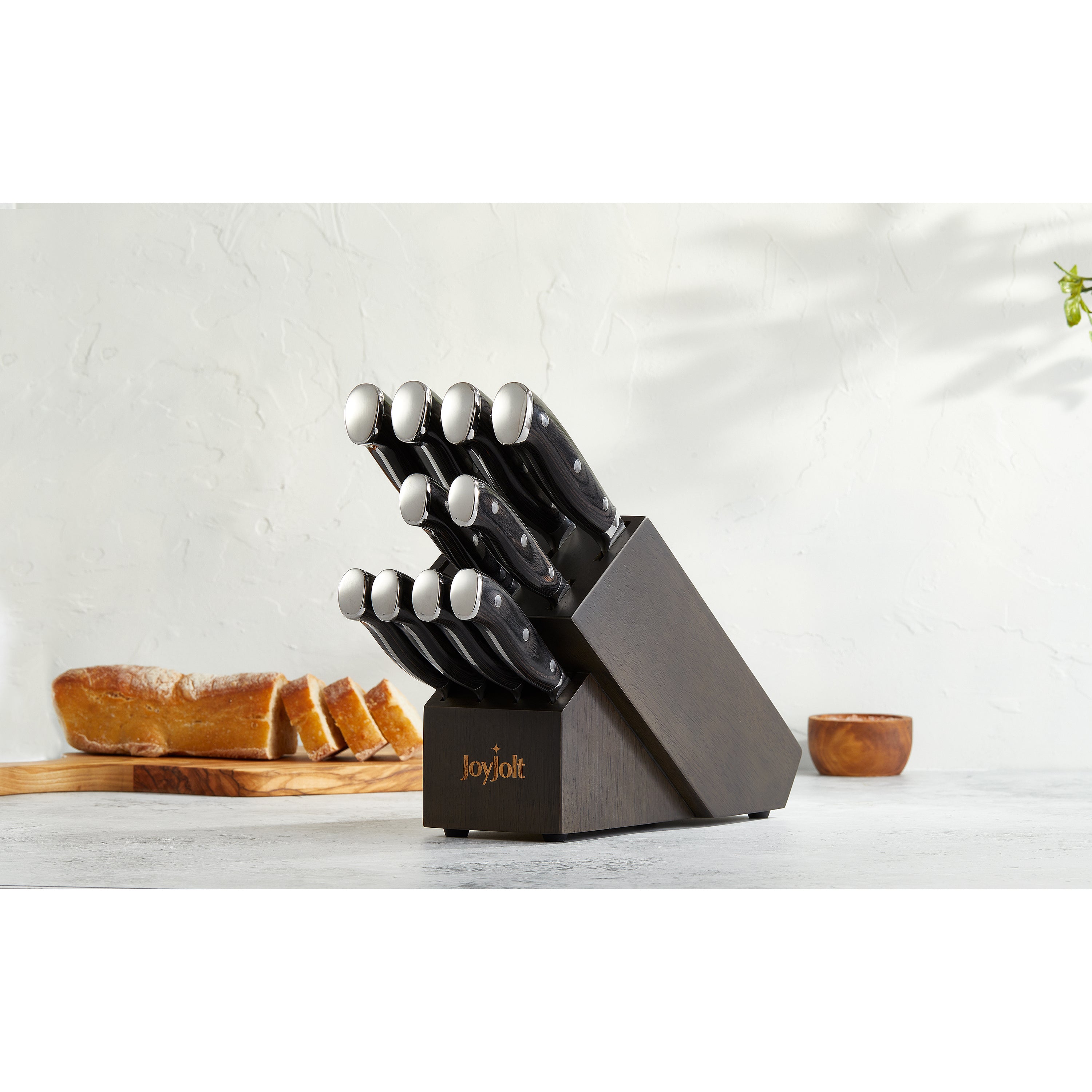 JoyJolt bloc 11 couteaux cuisine acier carbone