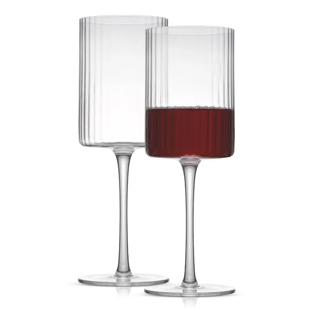 JoyJolt Elle verre vin rouge 48 cl lot de 2 strié
