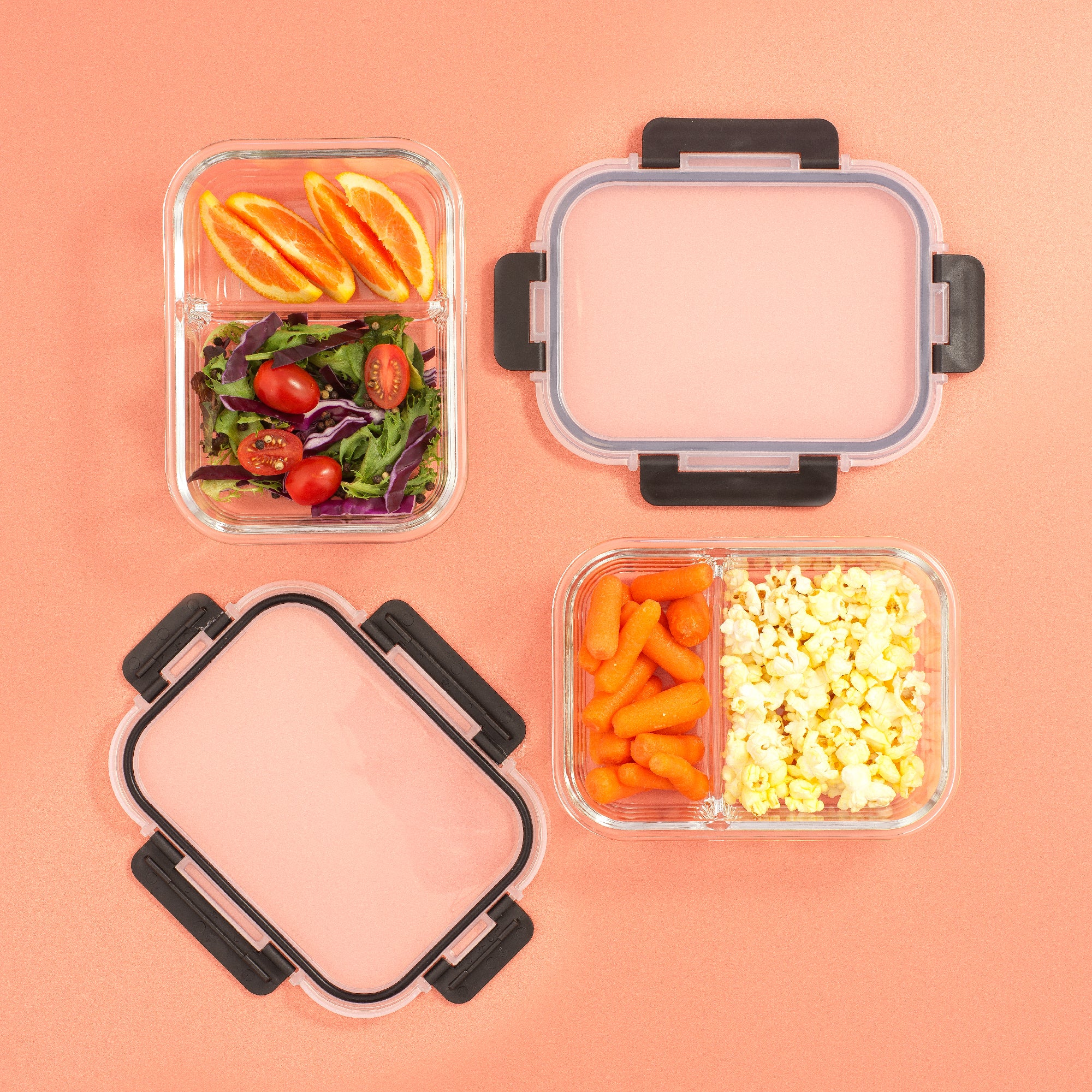 JoyJolt 2-Sectional boite verre repas lot 5 verre 90 cl 2 compartiments