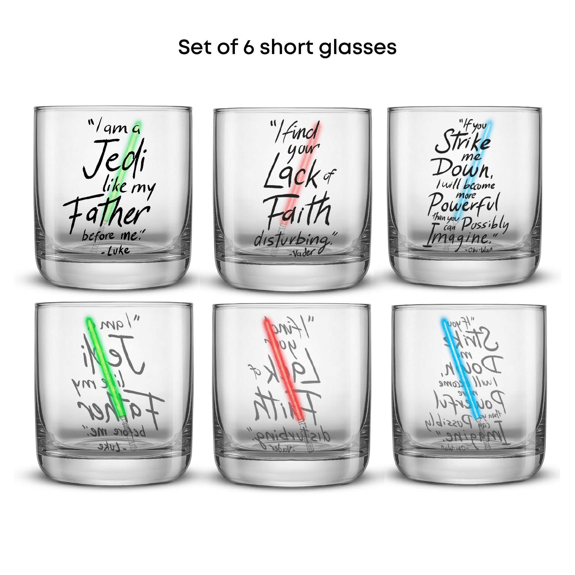 JoyJolt Star Wars Lightsaber Collection verres lot de 6 30 cl sans plomb