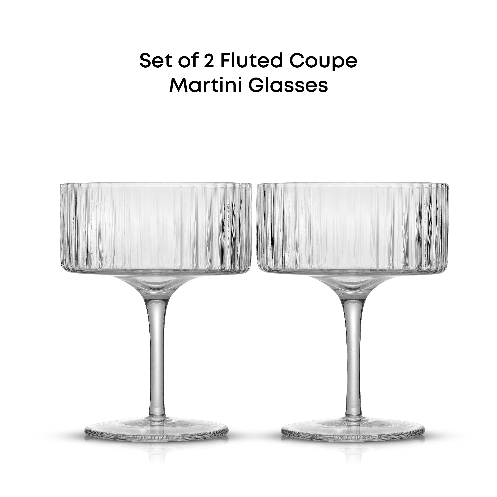 JoyJolt Elle Fluted Coupe verres martini lot 2 30 cl cannelés