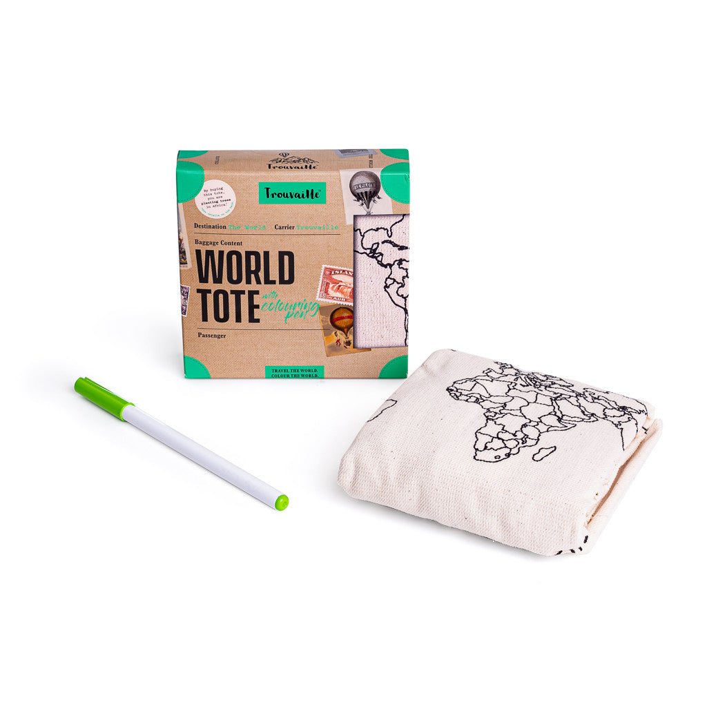 Trouvaille World Map Colour-In tote bag coton à colorier