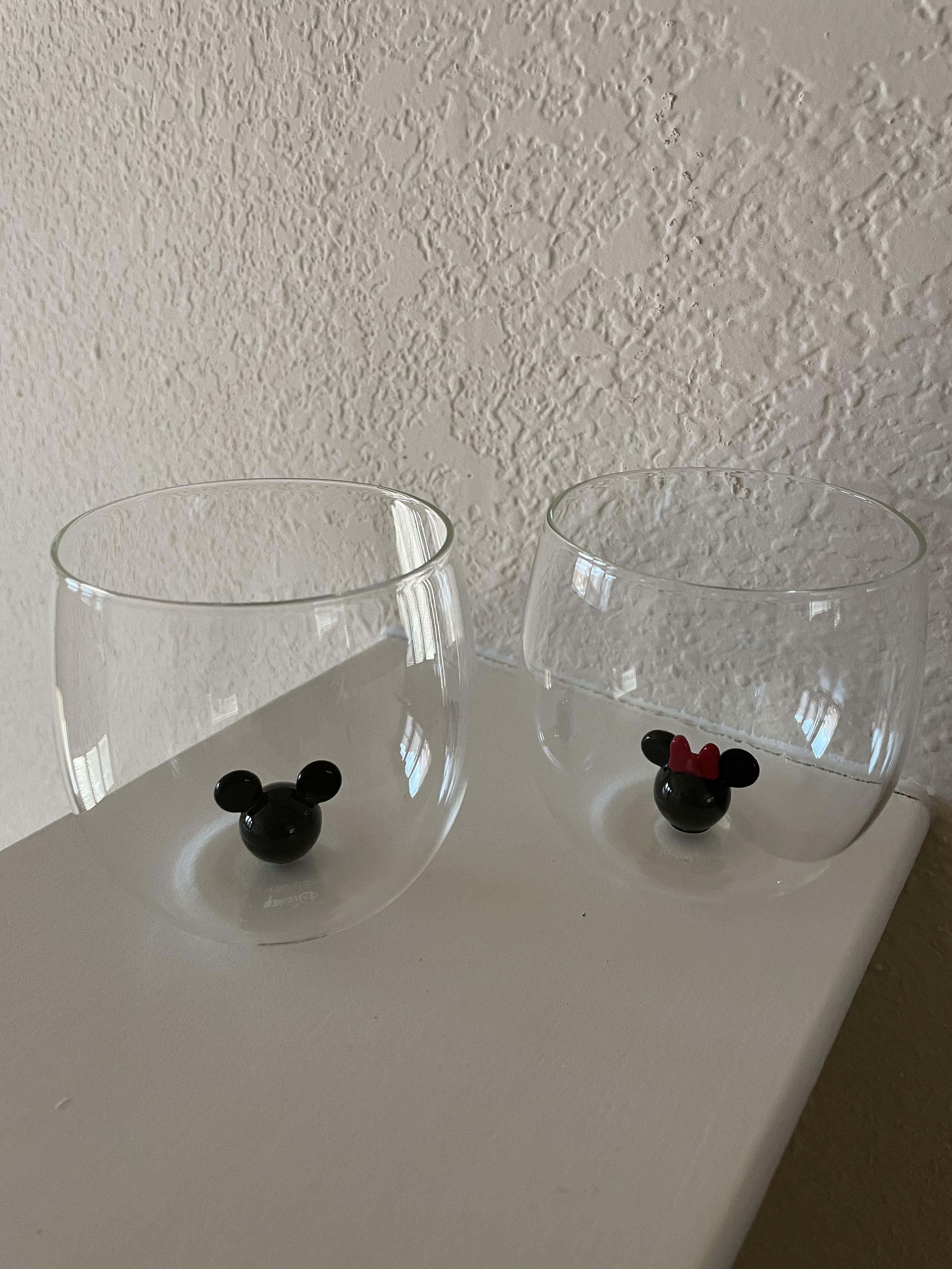 JoyJolt Mickey Minnie verres lot de 2 39 cl 3D blanc