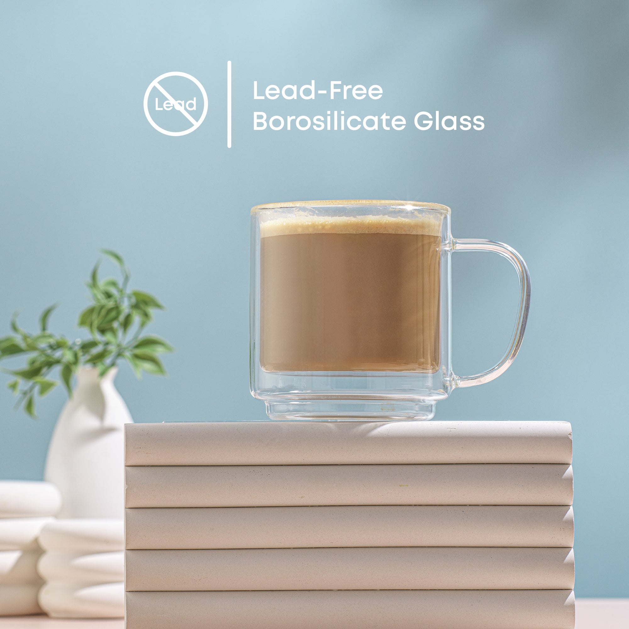JoyJolt Haven mugs verre double paroi 2x40 cl empilables