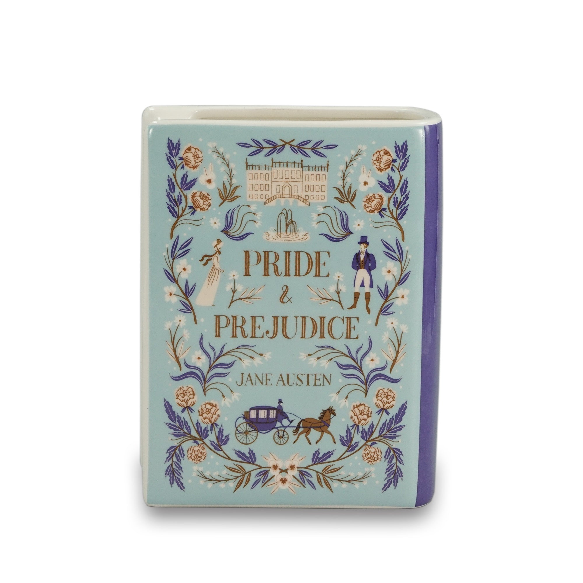 HMB Jane Austen Pride & Prejudice vase livre céramique bleu 14 cm
