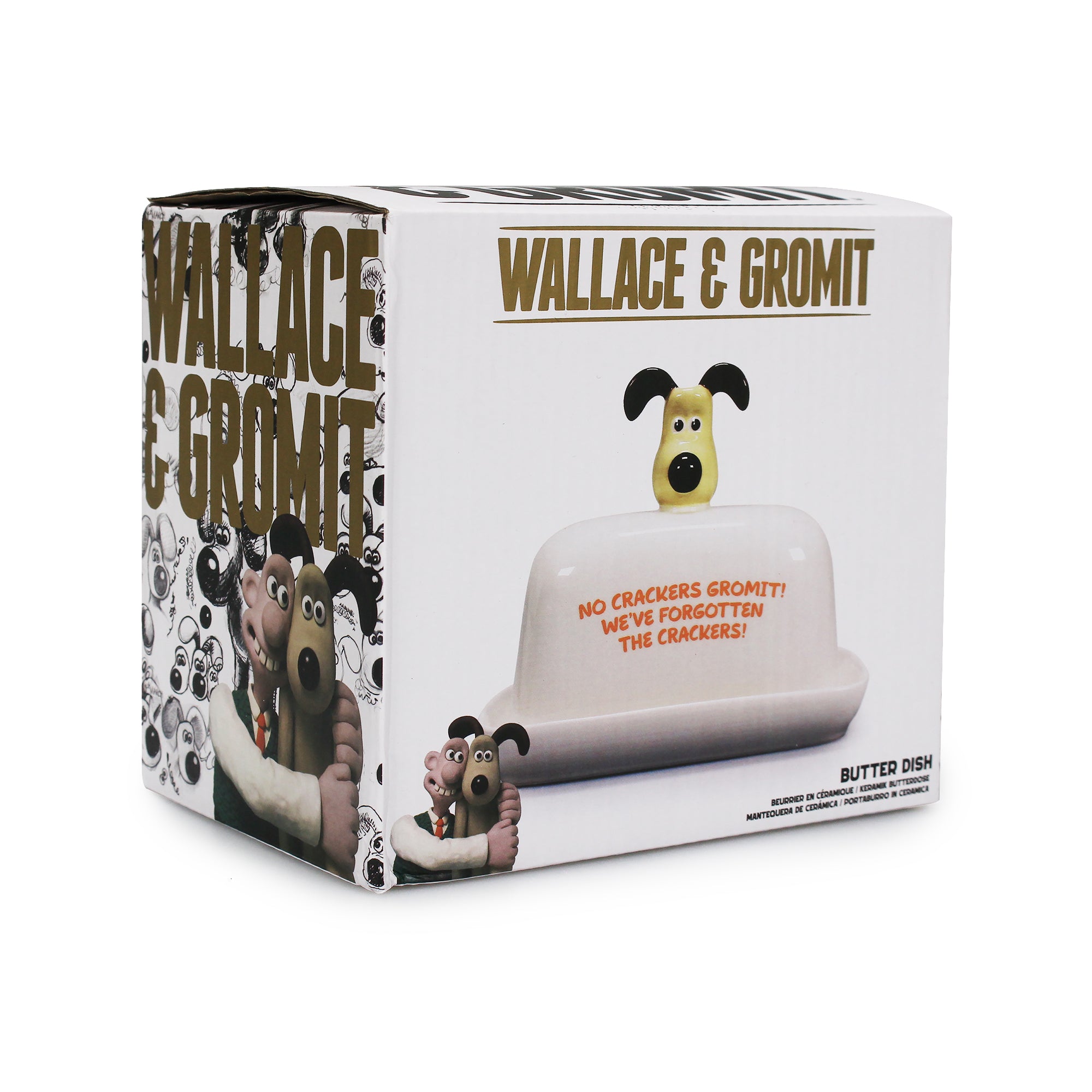Wallace & Gromit beurrier céramique blanc avec couvercle