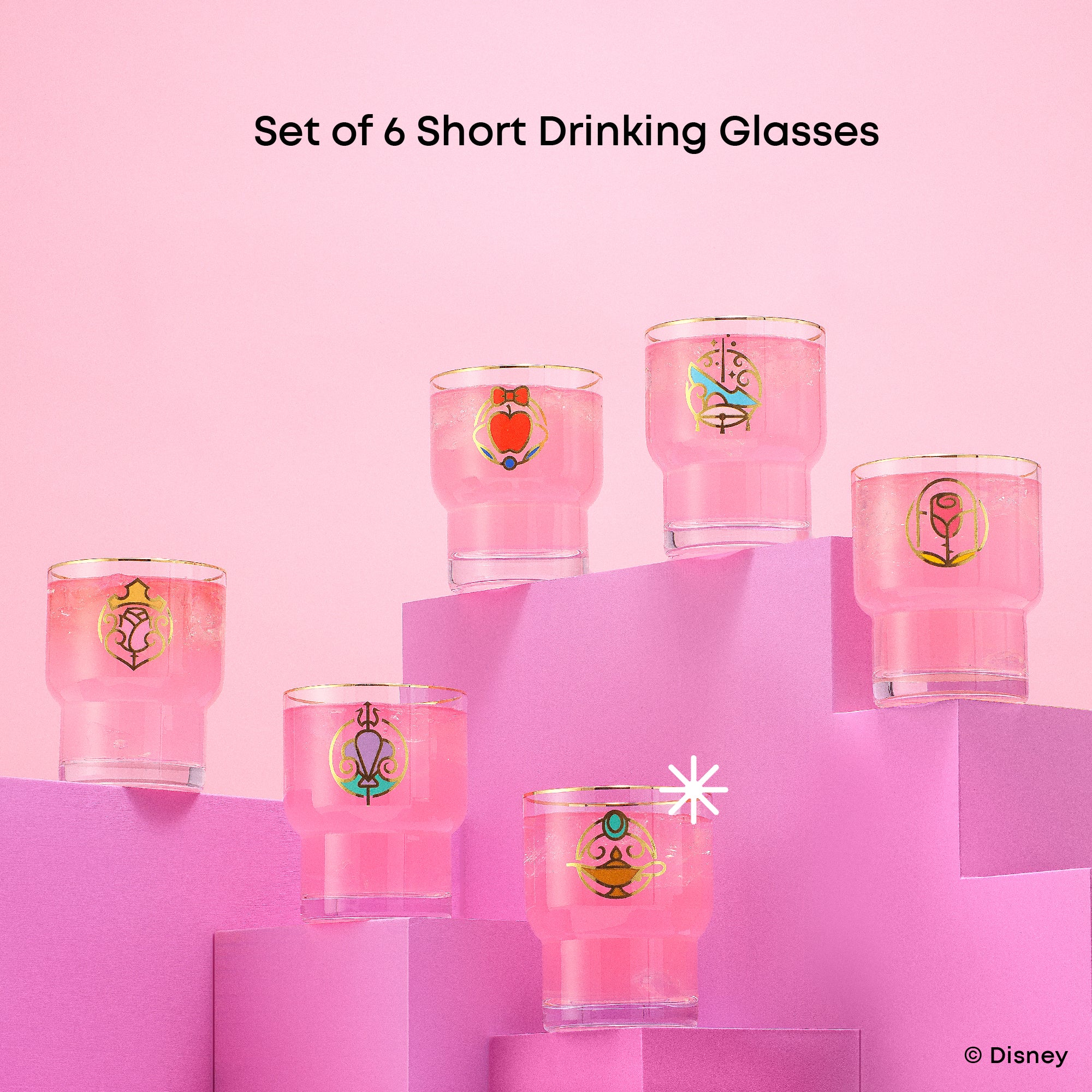 JoyJolt Disney Princess verres lot de 6 30 cl borosilicate