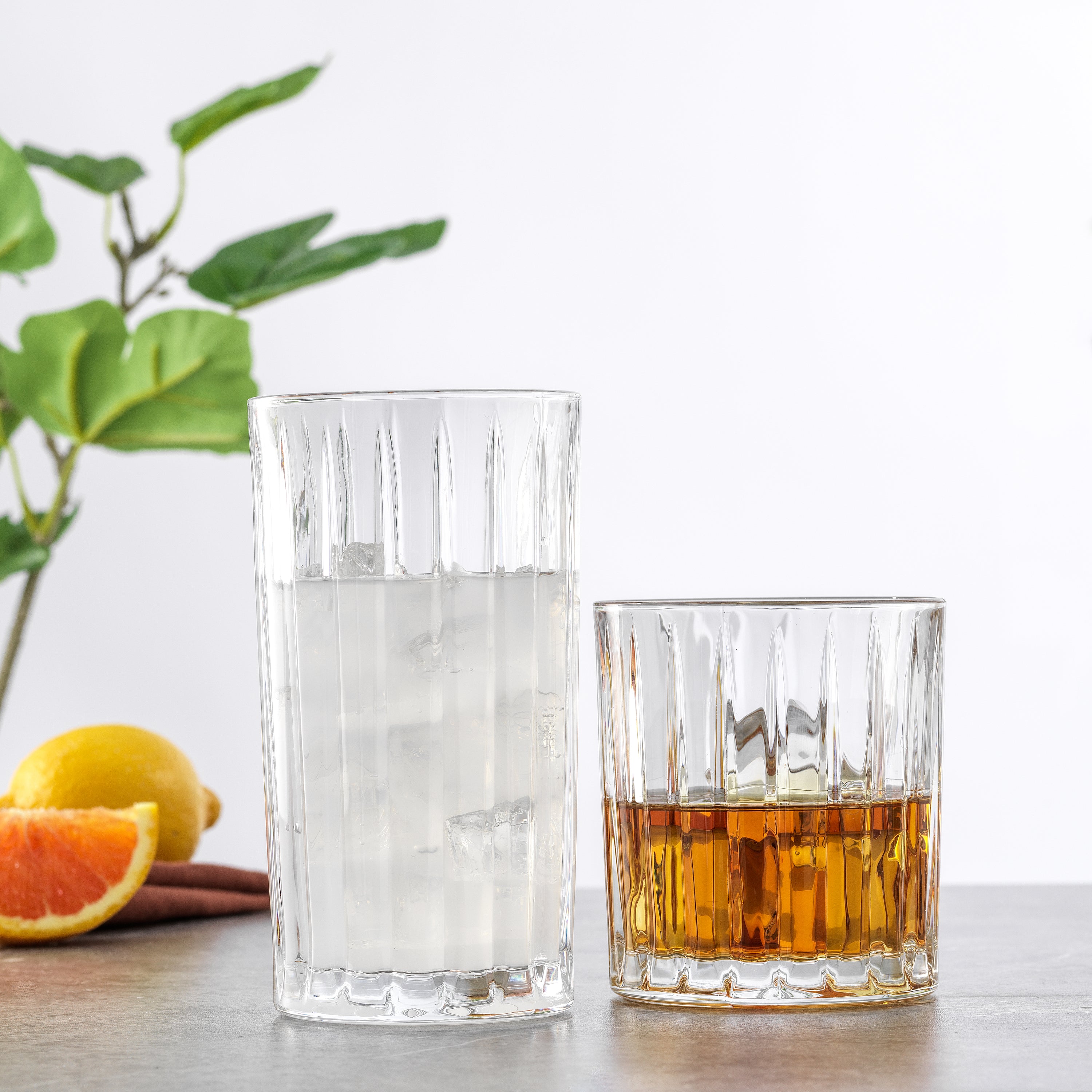 JoyJolt Alina Ribbed verres lot 8 41+35 cl