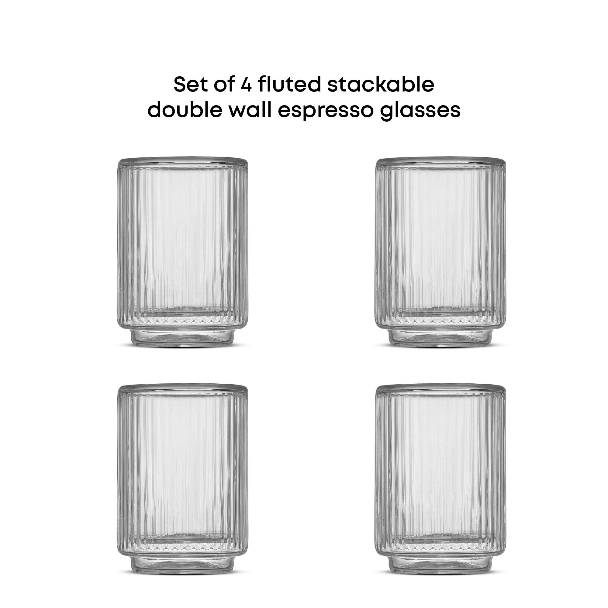 JoyJolt Haven verres espresso double paroi 4x7cl cannelés