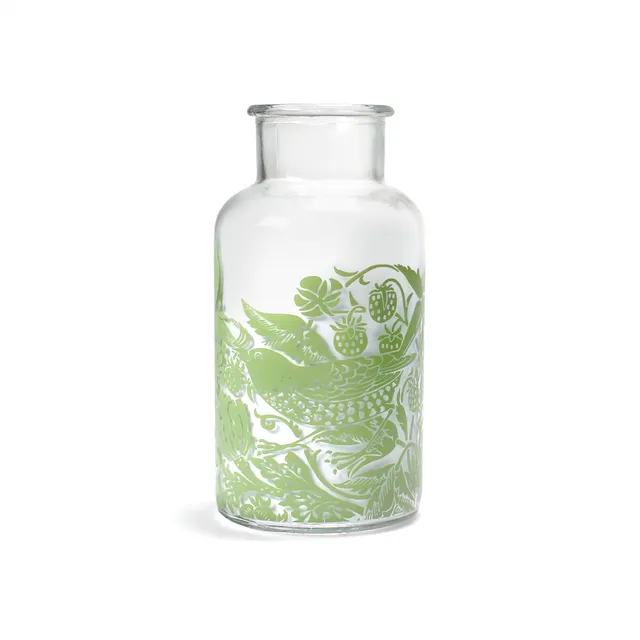 William Morris Strawberry Thief vase verre 60 cl sauge