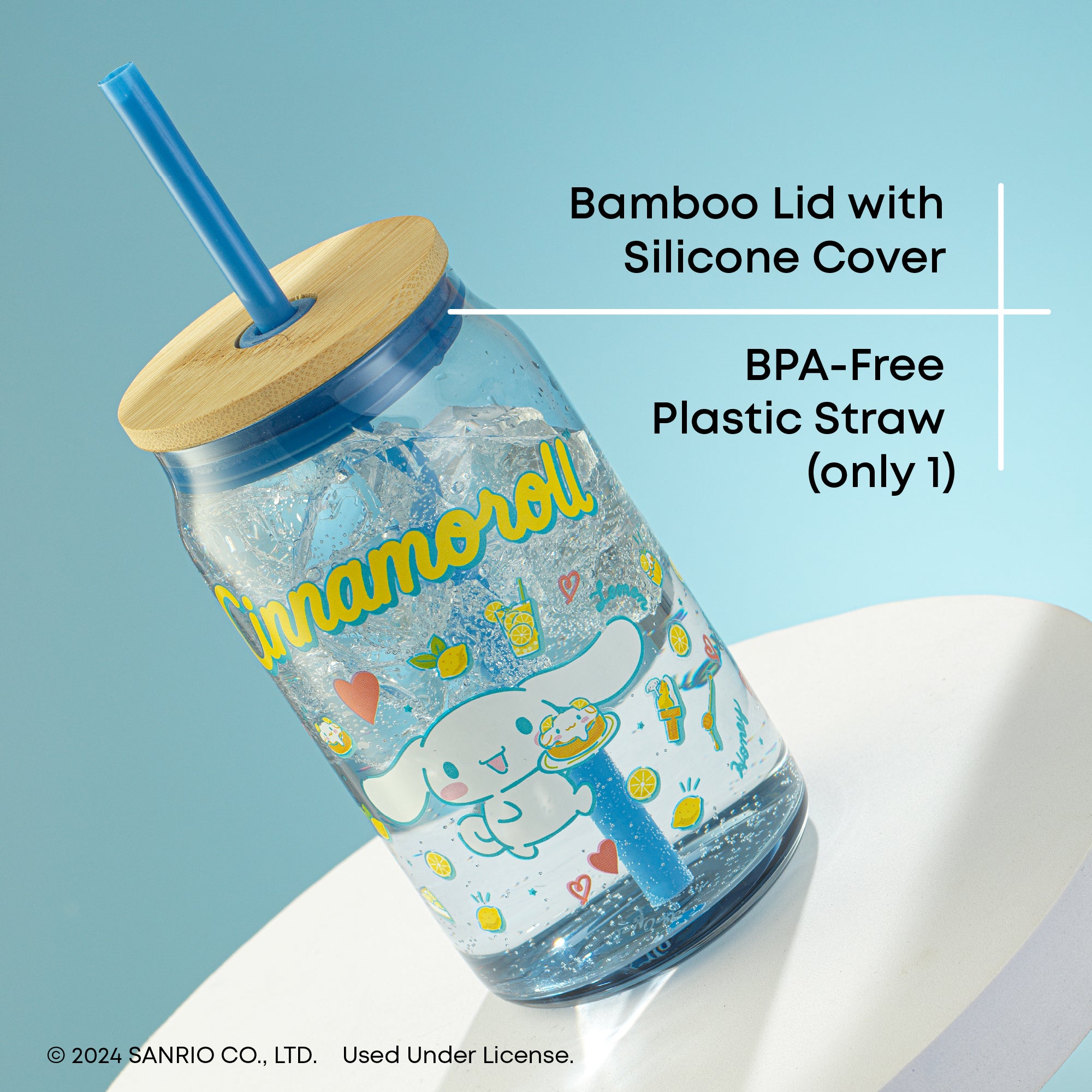 JoyJolt Hello Kitty Cinnamoroll verre canette 47 cl paille bambou