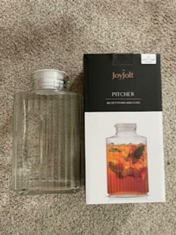 JoyJolt carafe en verre 1,18 L 40 oz avec couvercles
