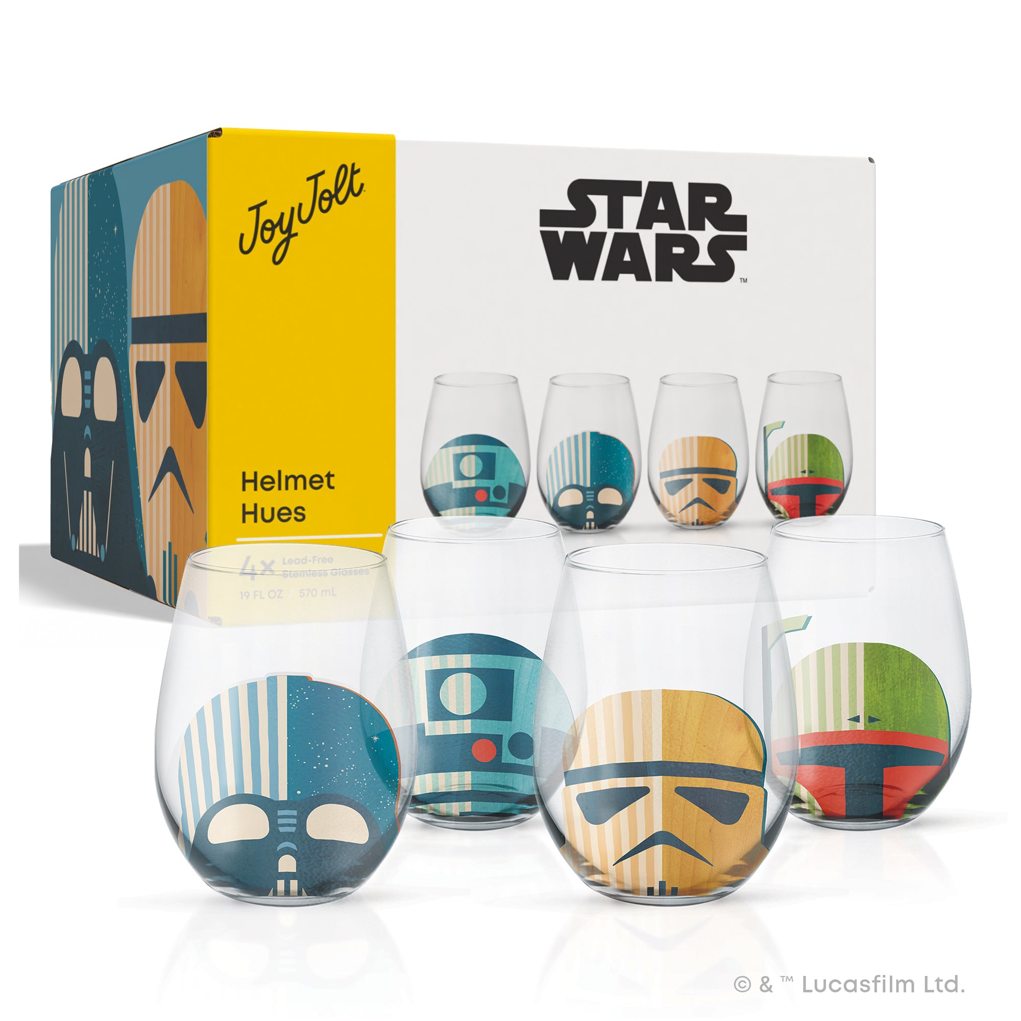 JoyJolt Helmet Hues verre 56 cl lot de 4 Star Wars